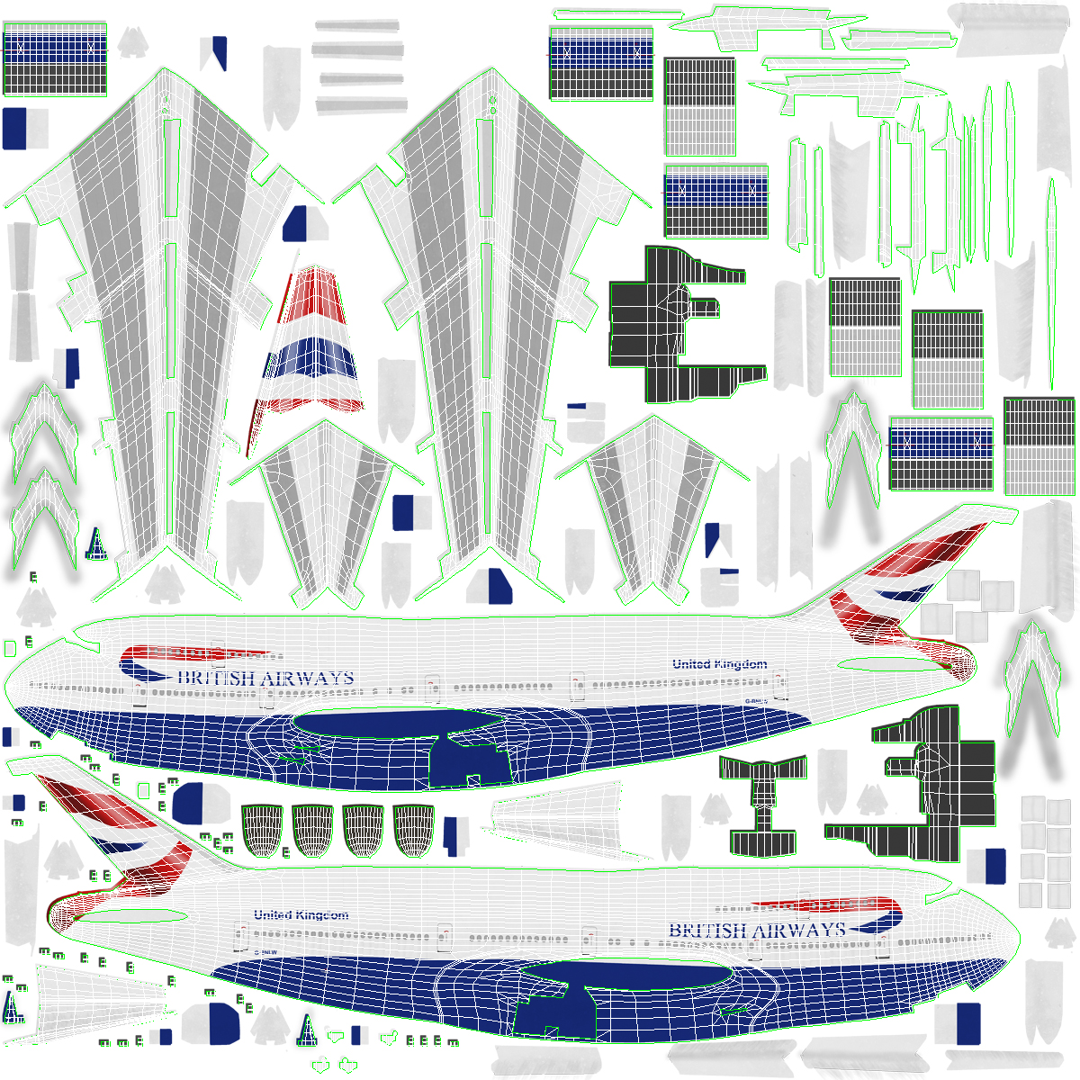 Boeing 747 300 British Airways Rigged 3D