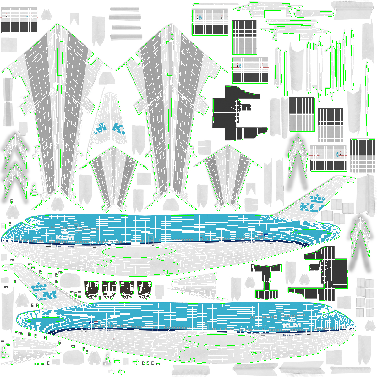 3D model Boeing 747 300 KLM Rigged