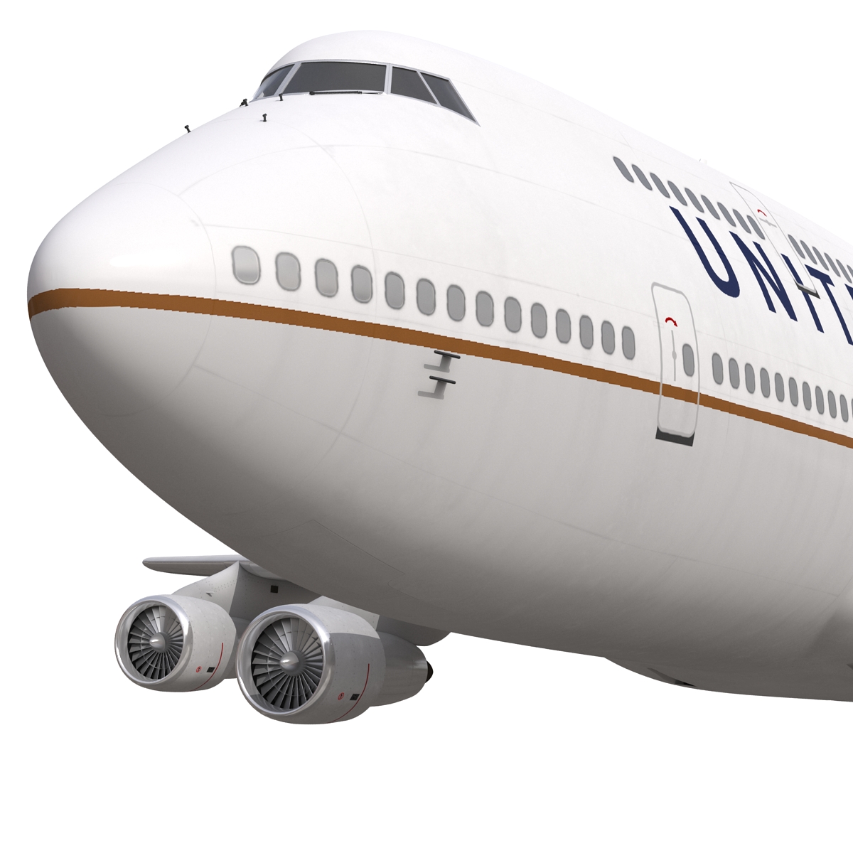 3D Boeing 747 300 United Rigged model