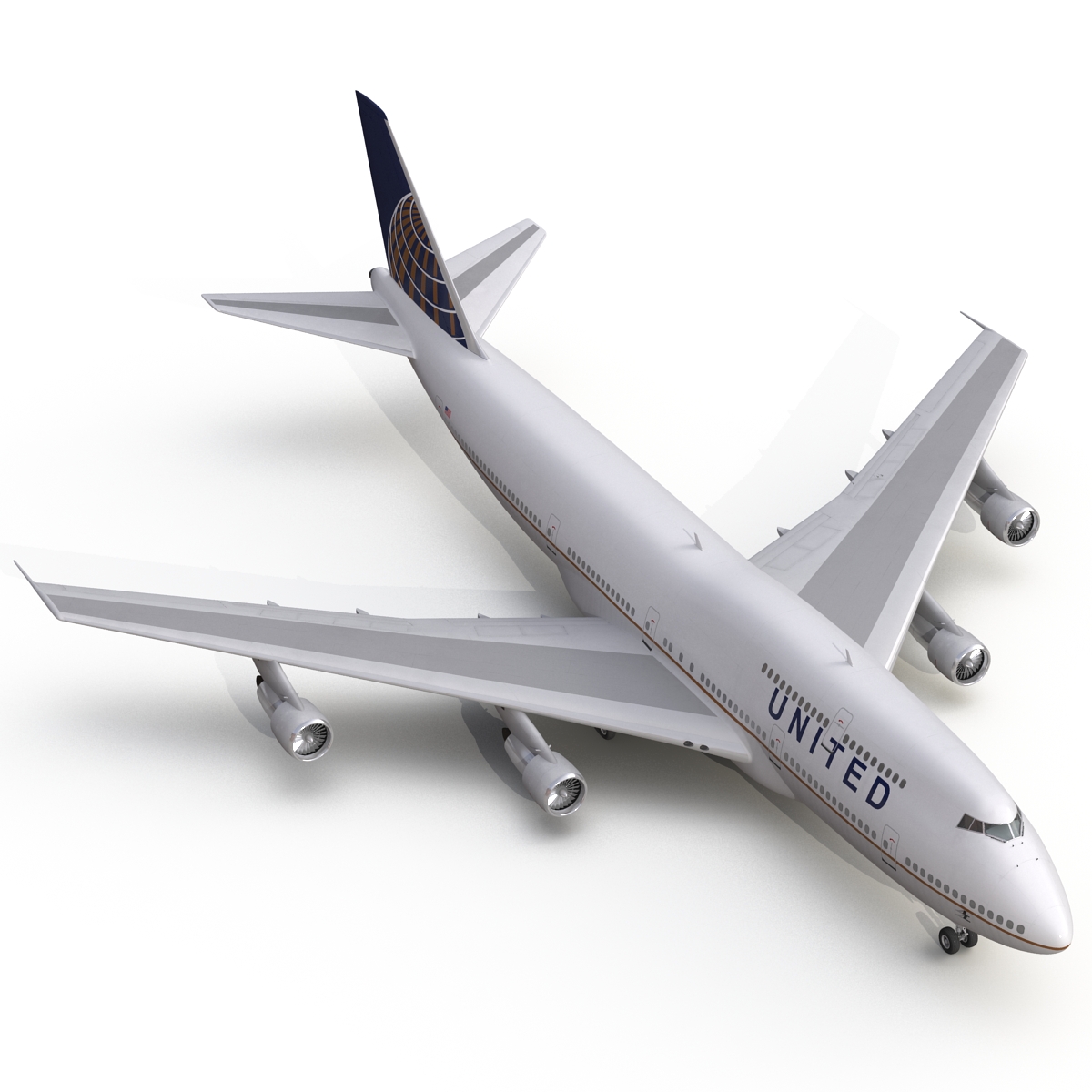 3D Boeing 747 300 United Rigged model