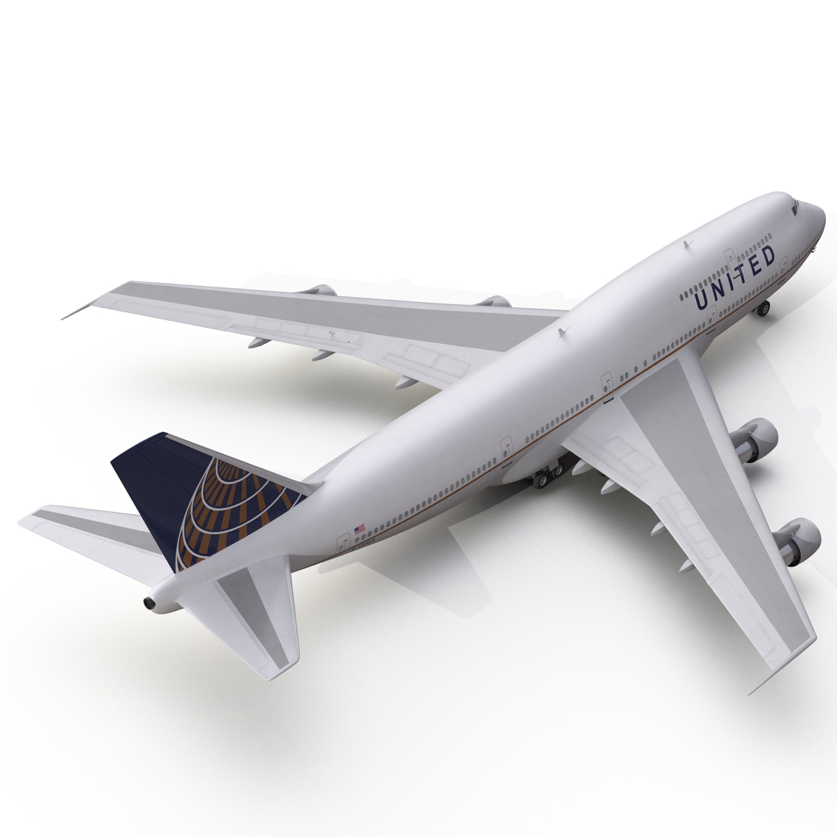 3D Boeing 747 300 United Rigged model