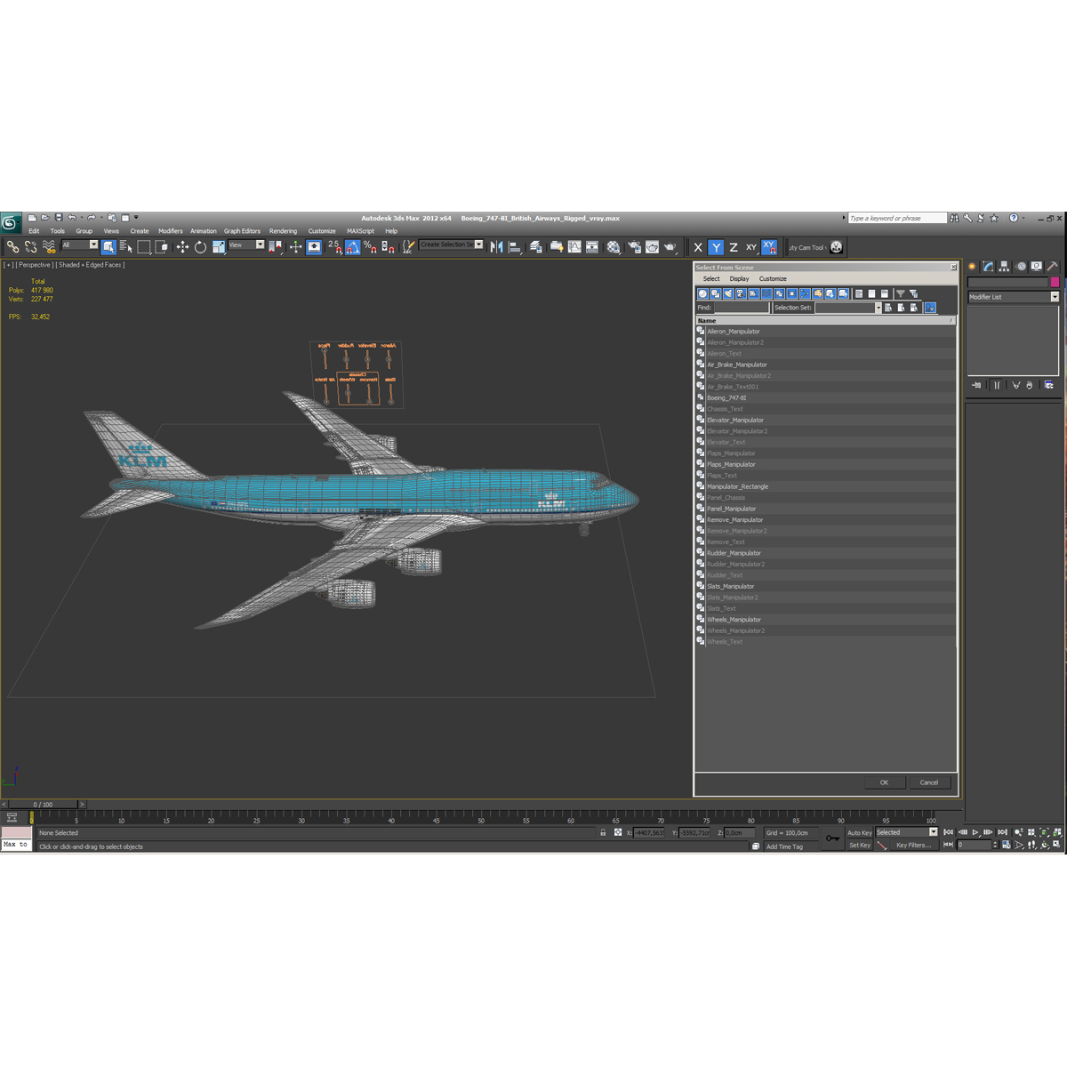 Boeing 747 8I KLM Rigged 3D model