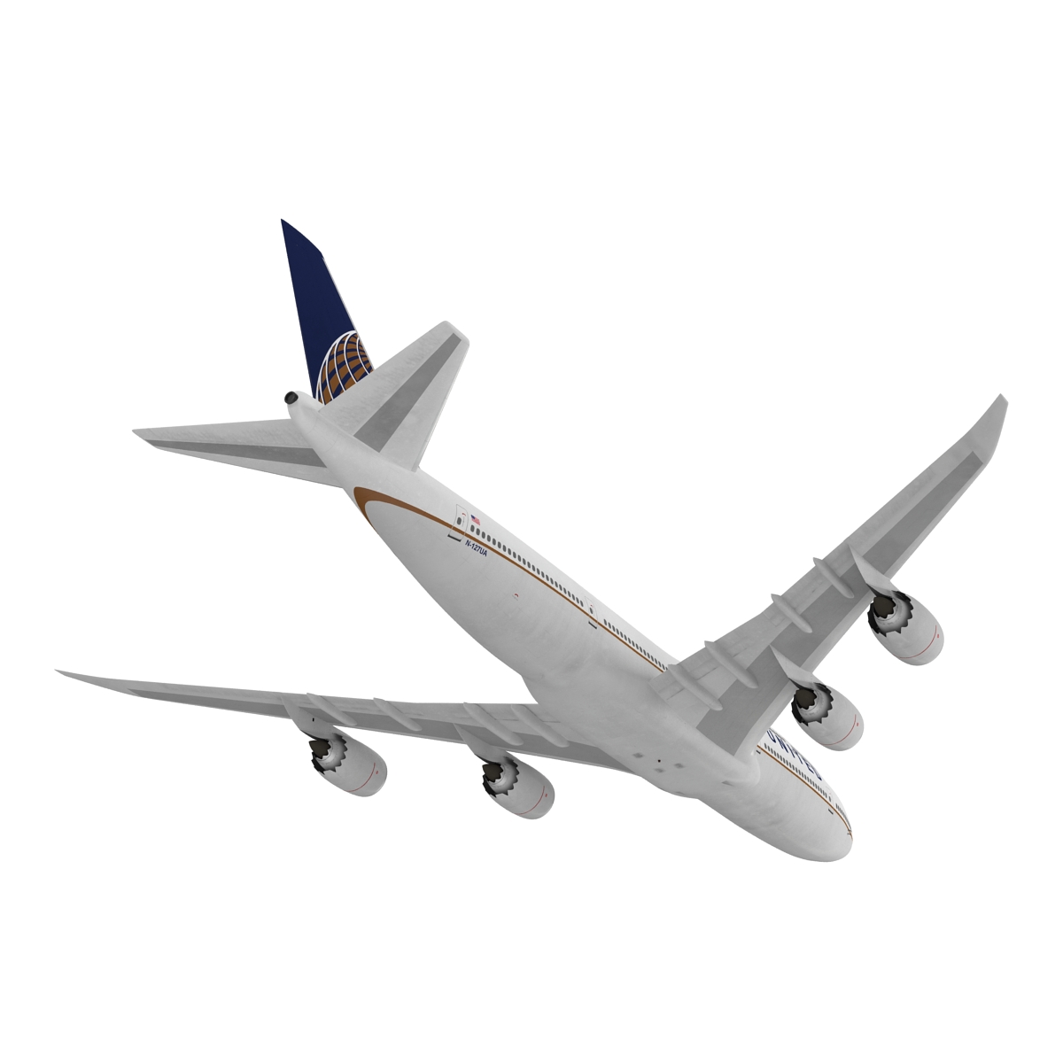 Boeing 747 8I United Rigged 3D