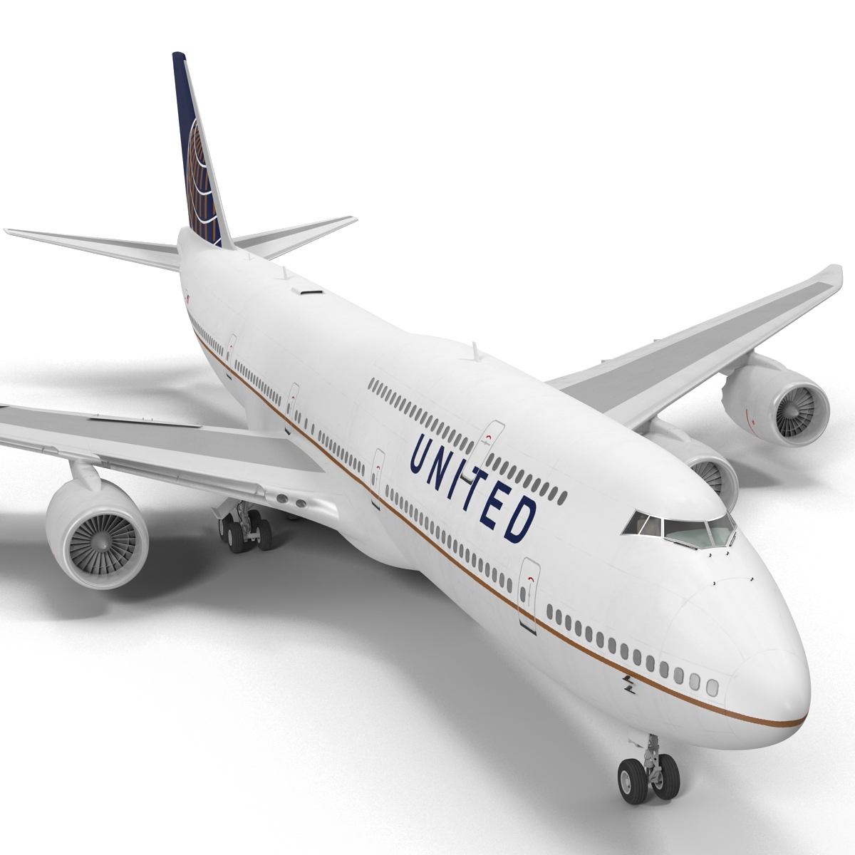 Boeing 747 8I United Rigged 3D