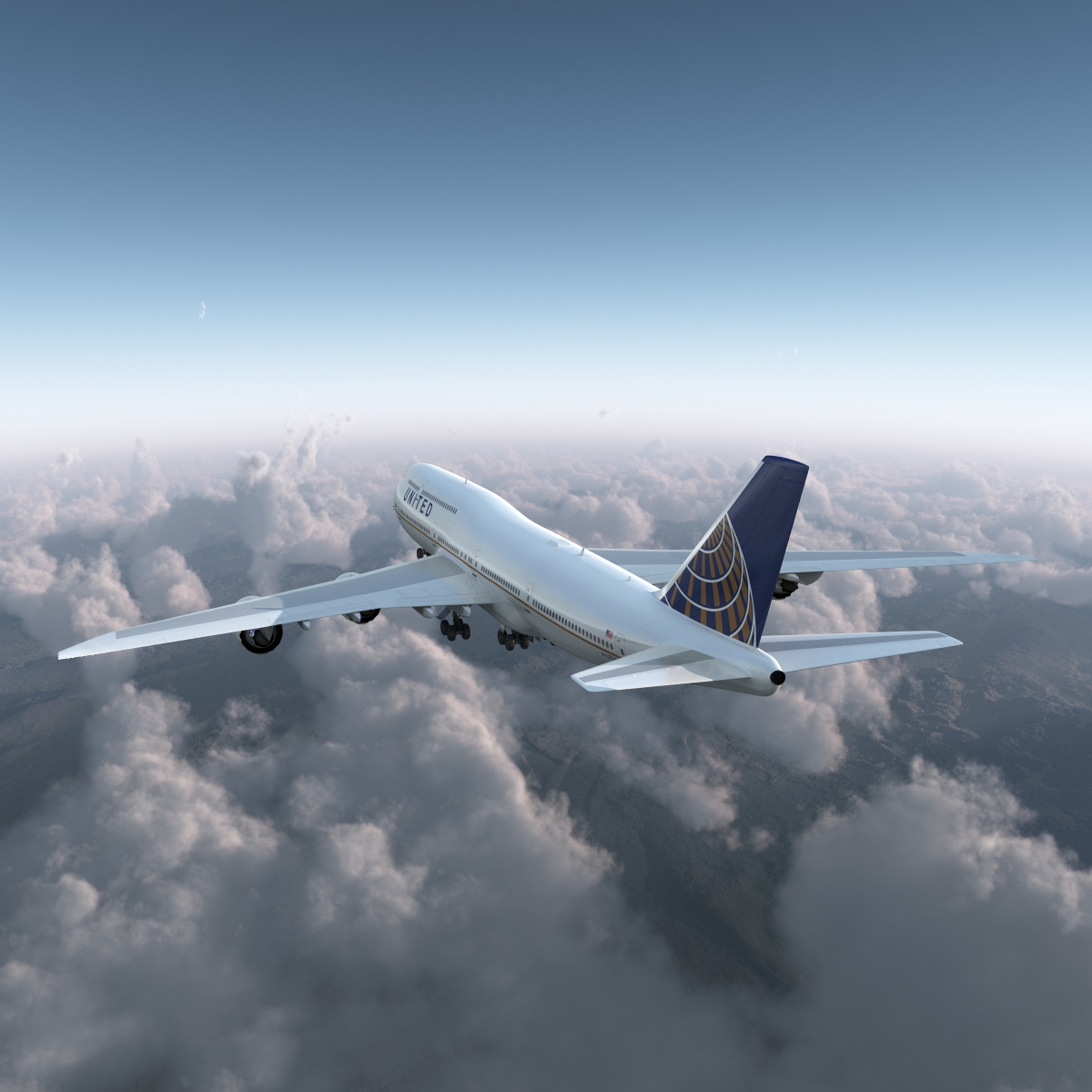 Boeing 747 8I United Rigged 3D