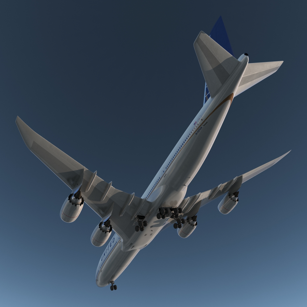 Boeing 747 8I United Rigged 3D