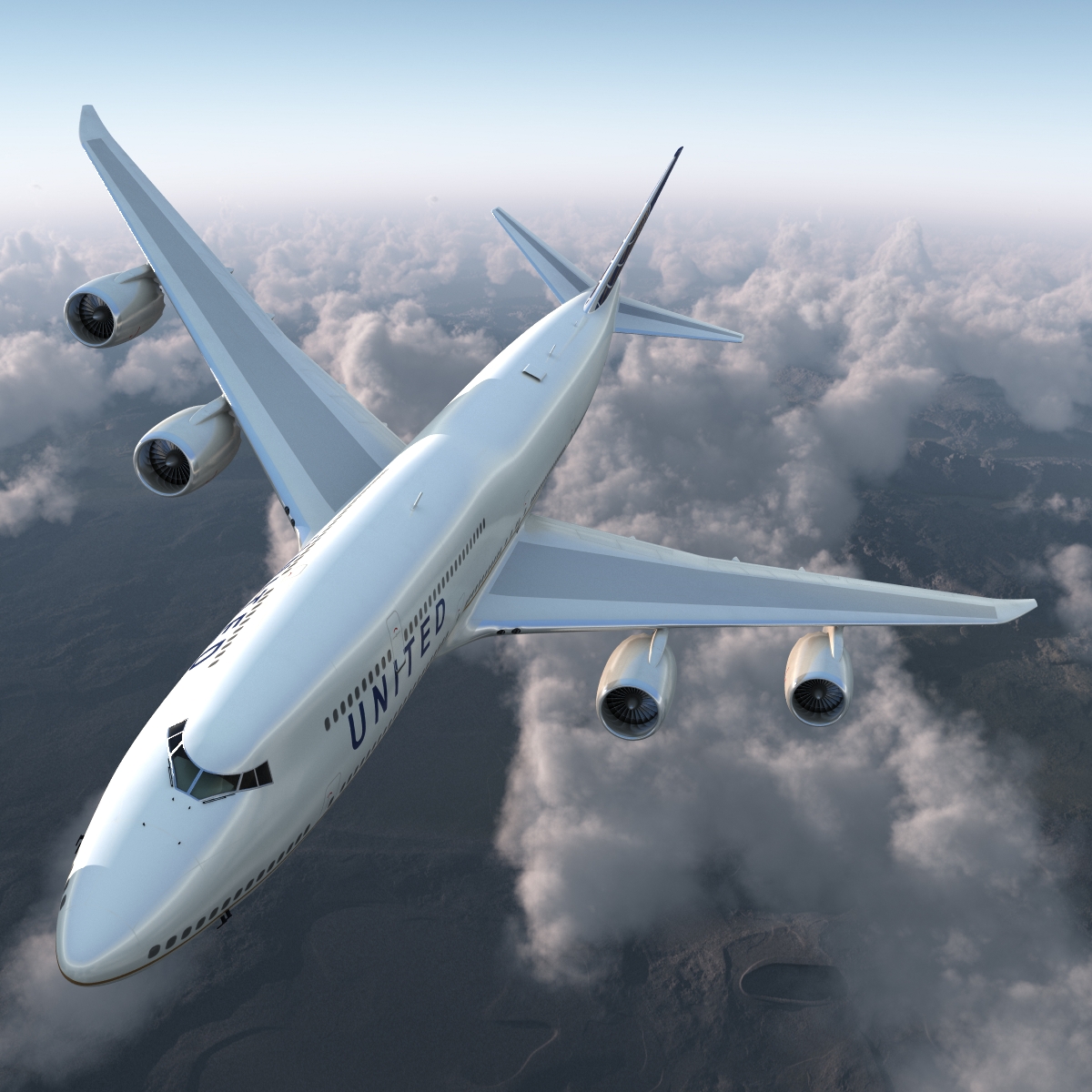 Boeing 747 8I United Rigged 3D