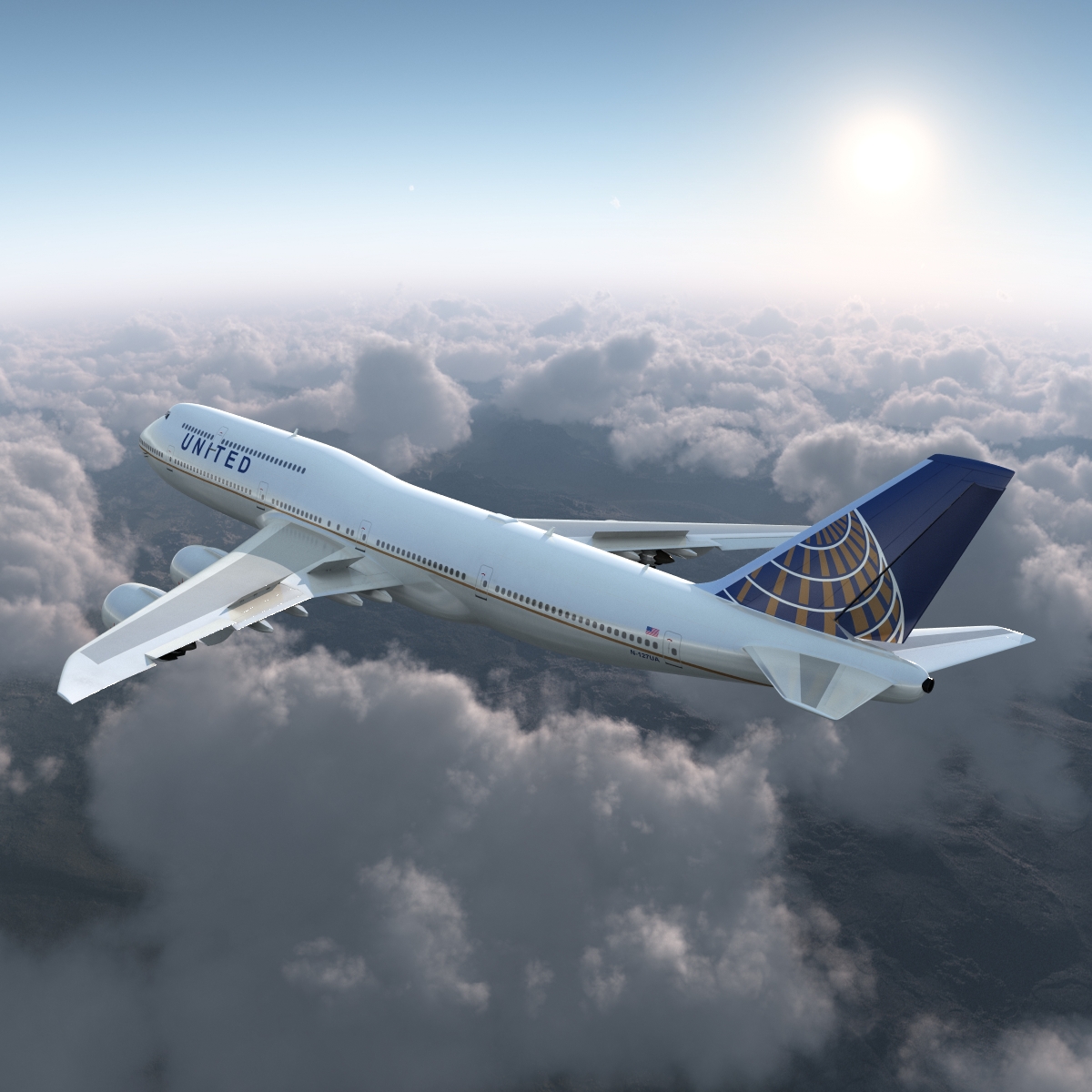 Boeing 747 8I United Rigged 3D