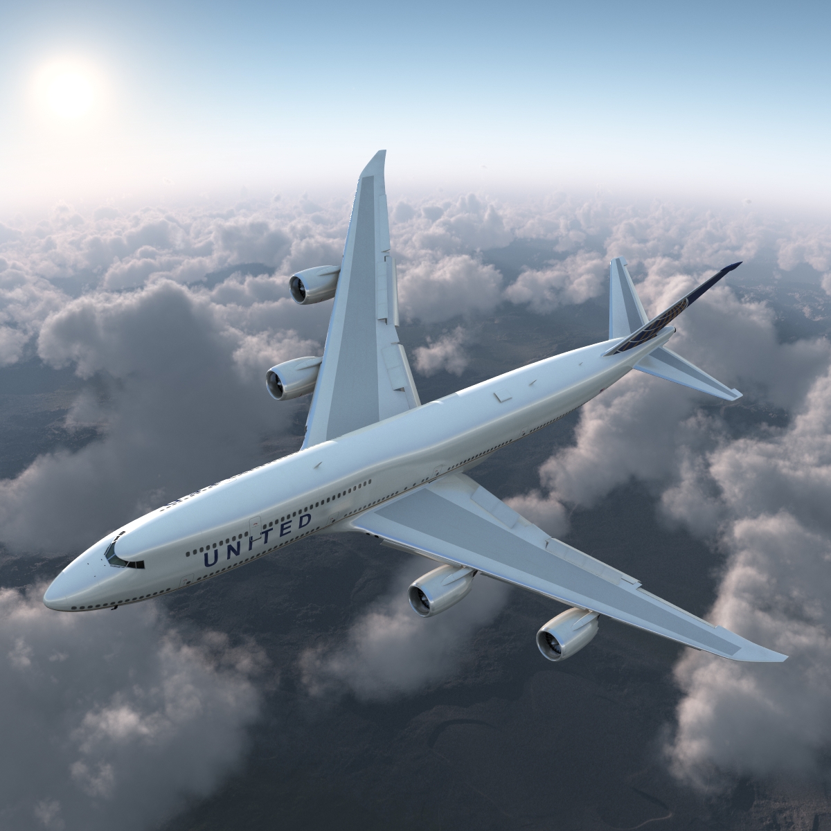 Boeing 747 8I United Rigged 3D