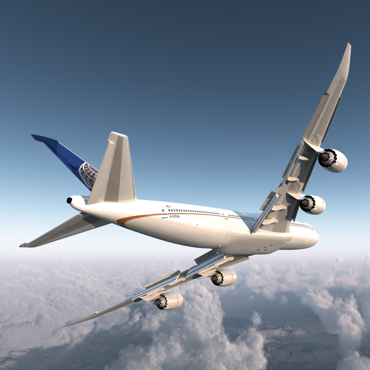 Boeing 747 8I United Rigged 3D