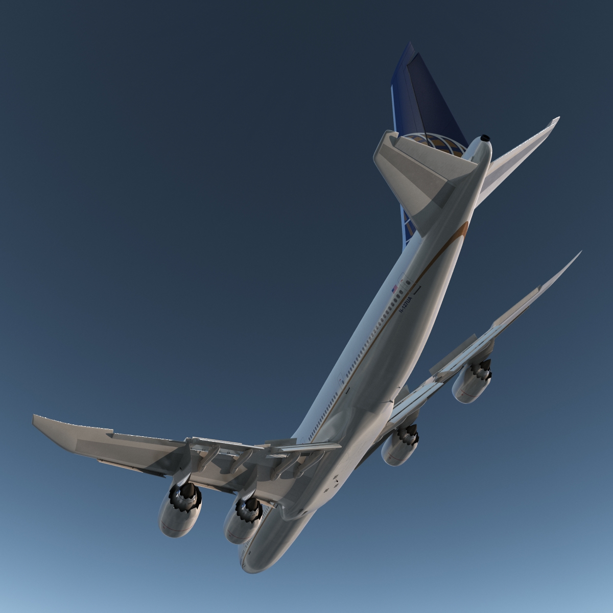 Boeing 747 8I United Rigged 3D