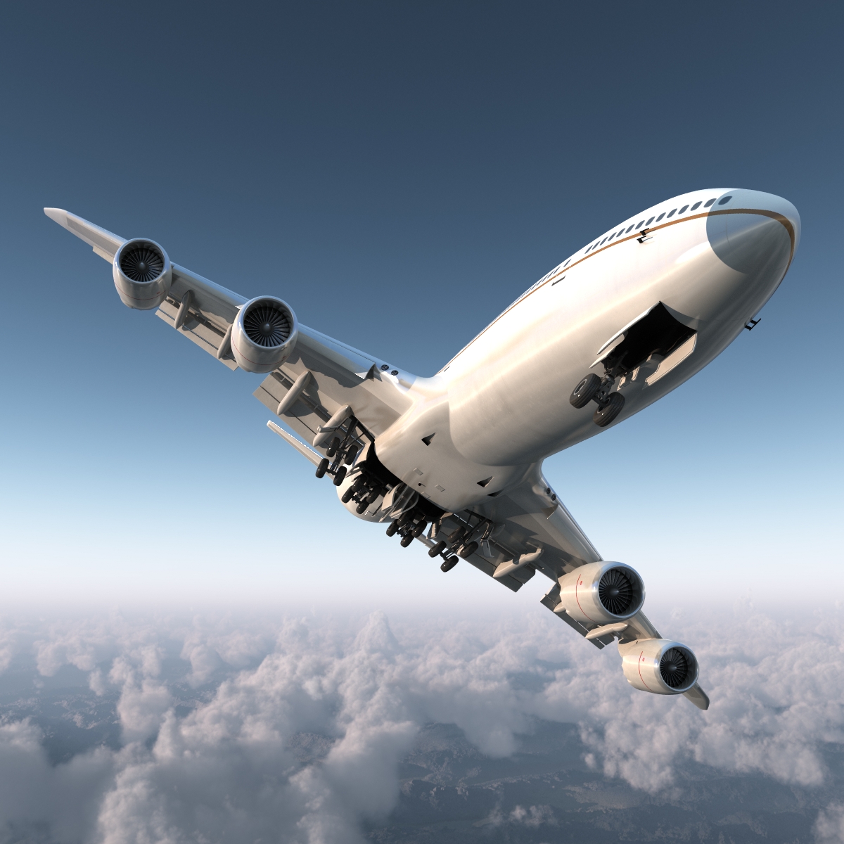 Boeing 747 8I United Rigged 3D