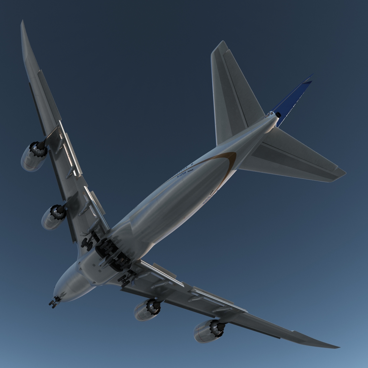 Boeing 747 8I United Rigged 3D