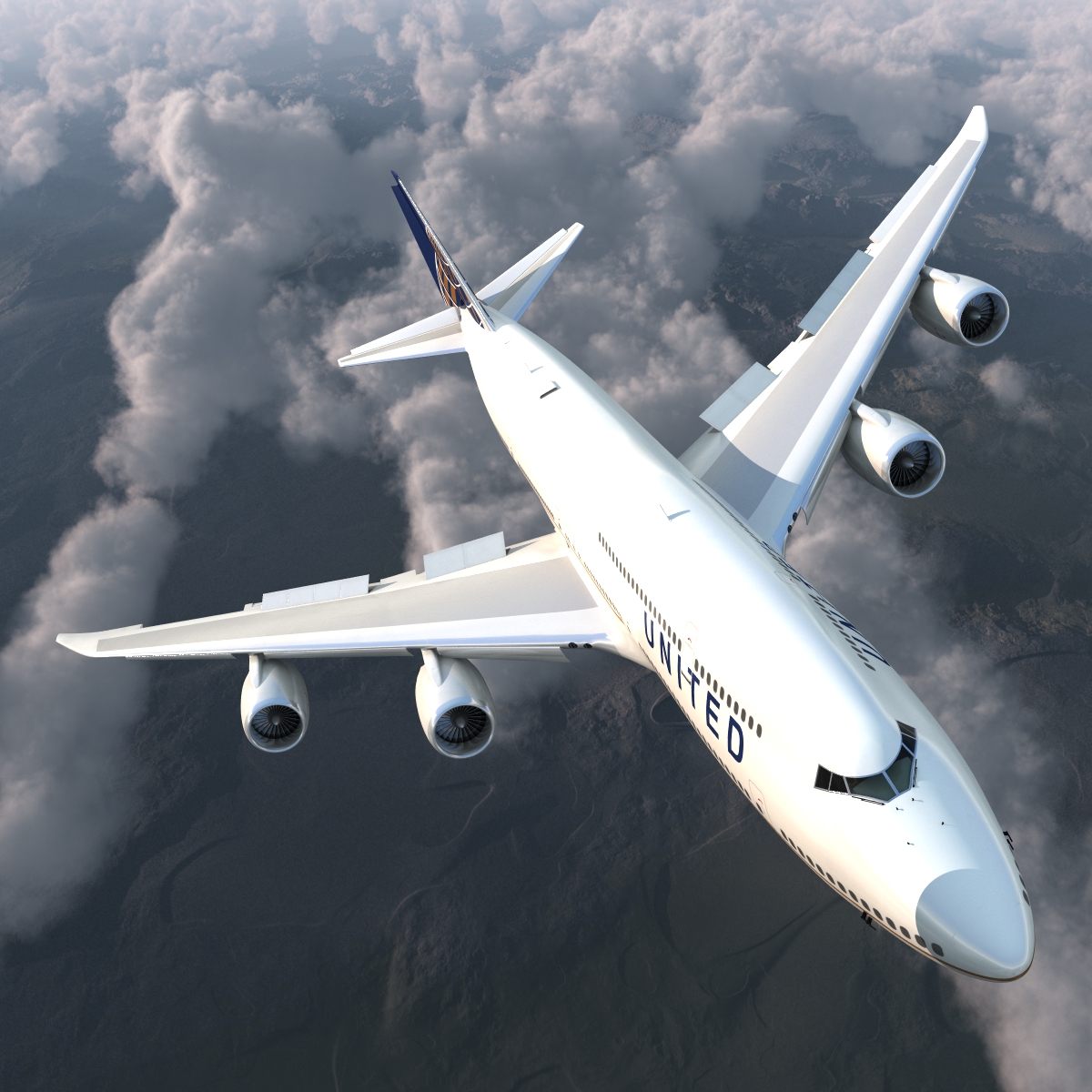 Boeing 747 8I United Rigged 3D