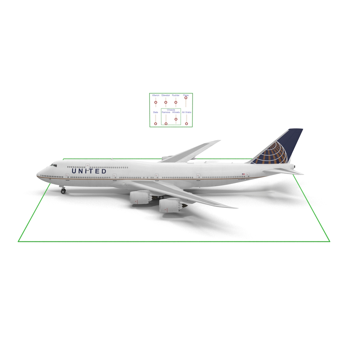 Boeing 747 8I United Rigged 3D