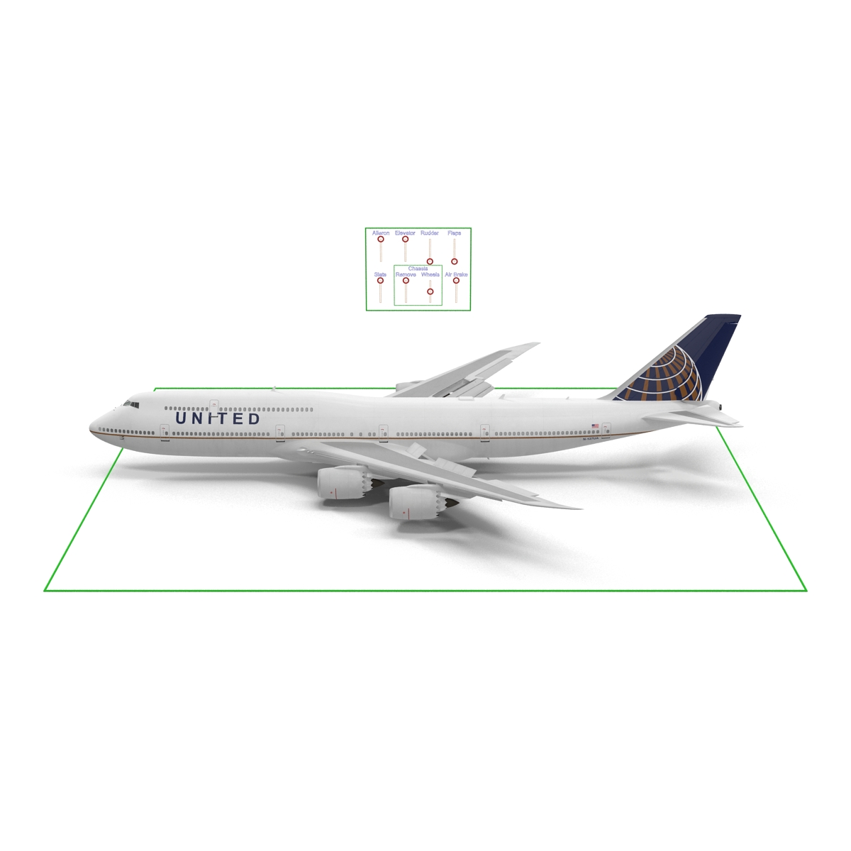 Boeing 747 8I United Rigged 3D