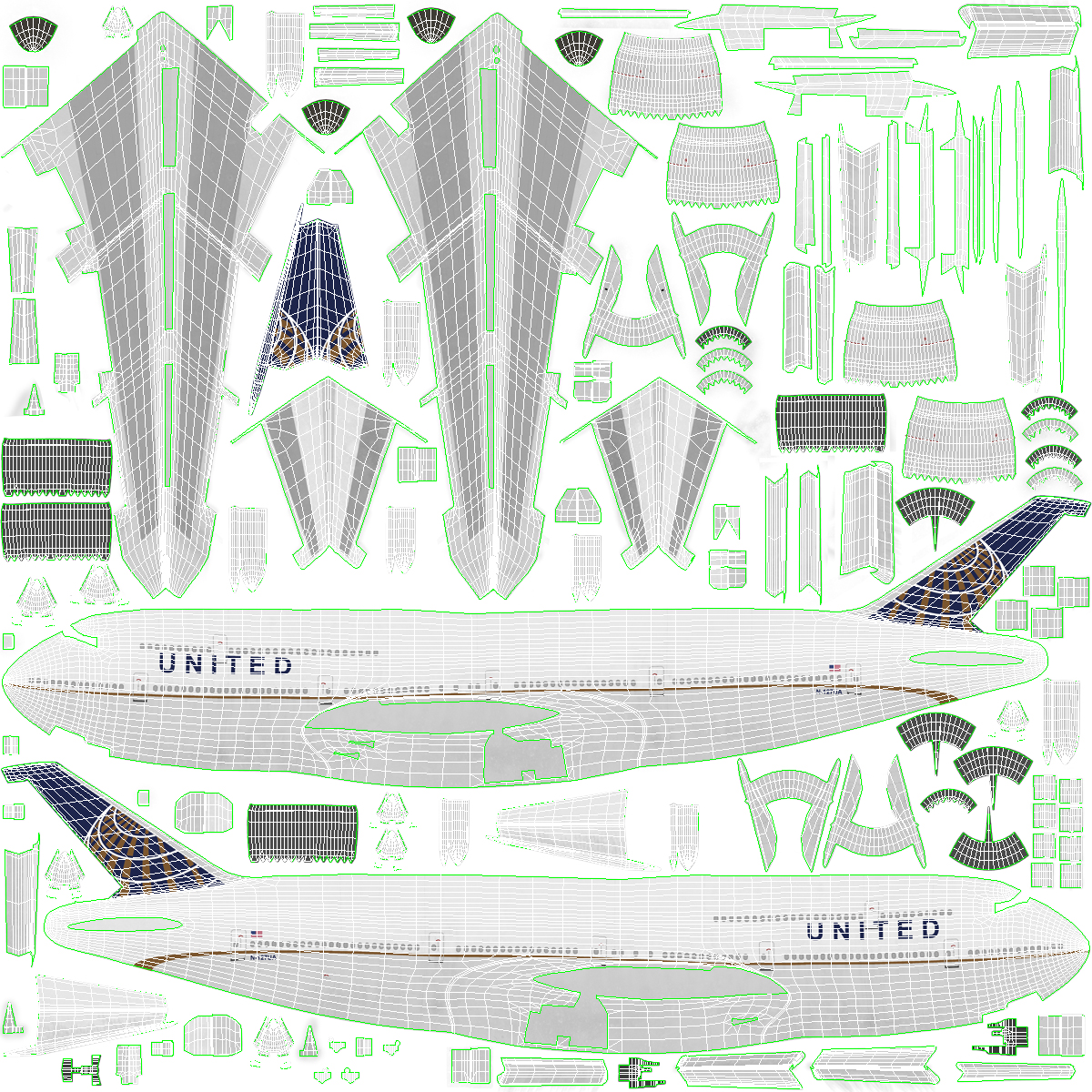 Boeing 747 8I United Rigged 3D