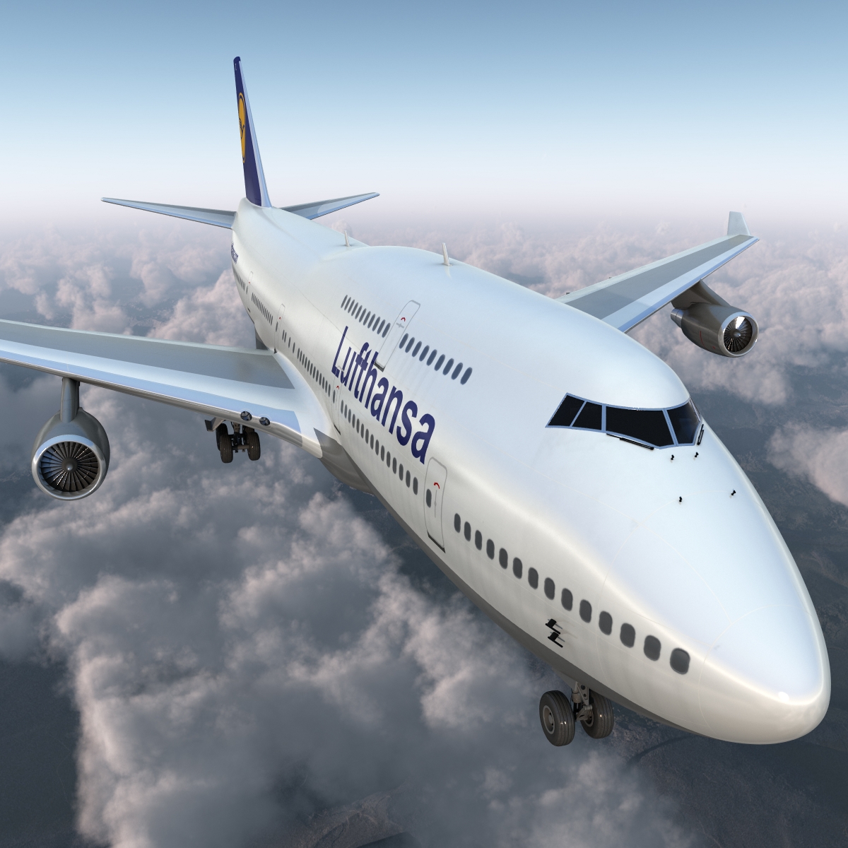 Boeing 747 400 Lufthansa 3D model