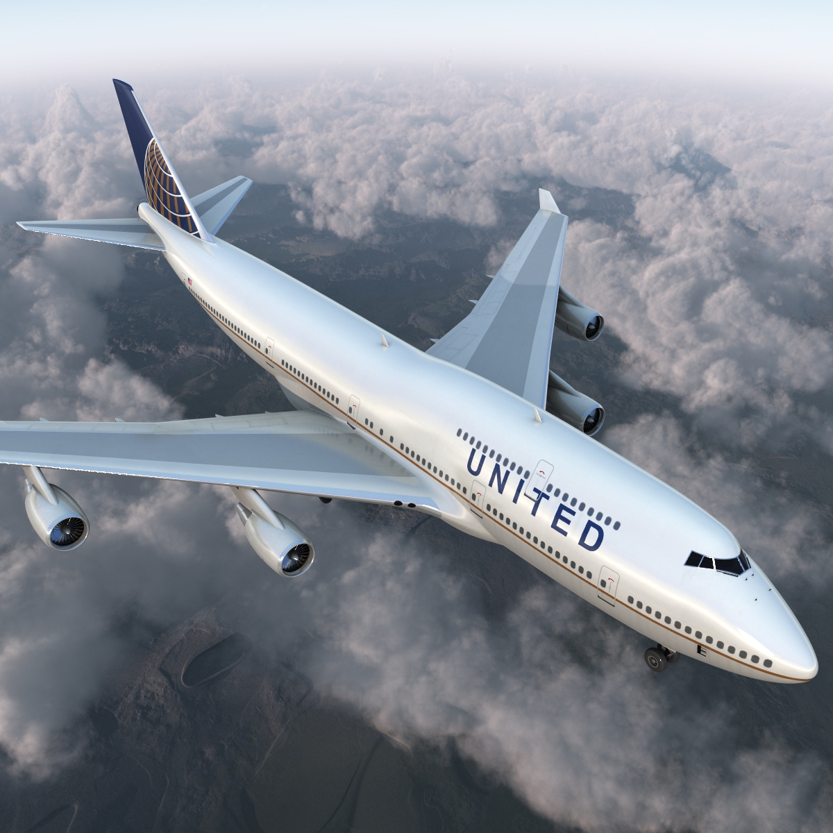 3D Boeing 747 400 United