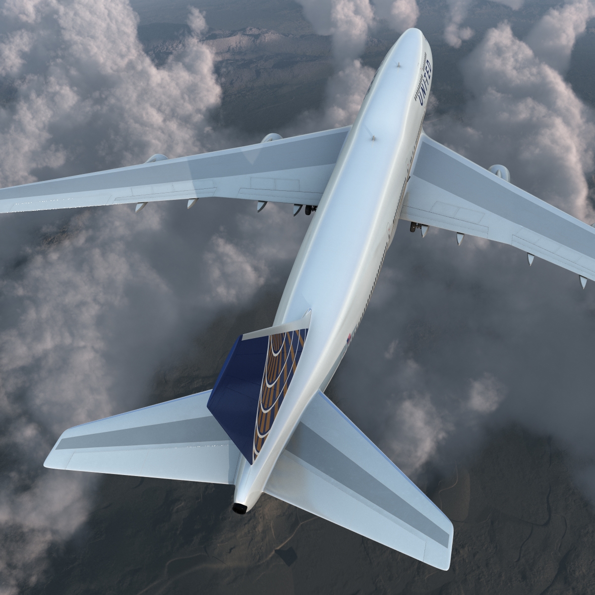 3D Boeing 747 400 United