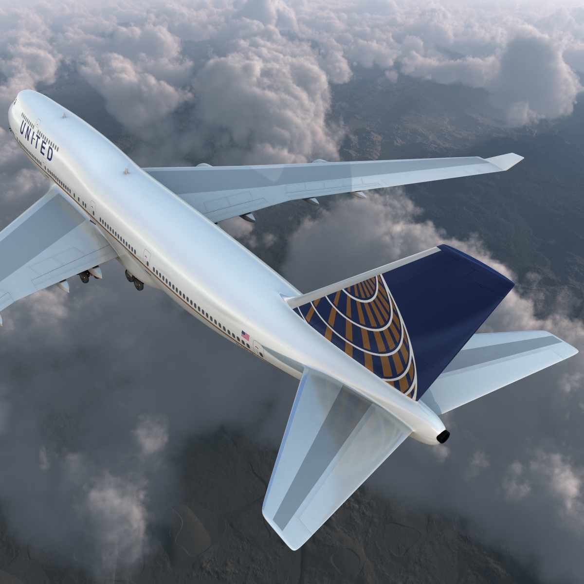 3D Boeing 747 400 United