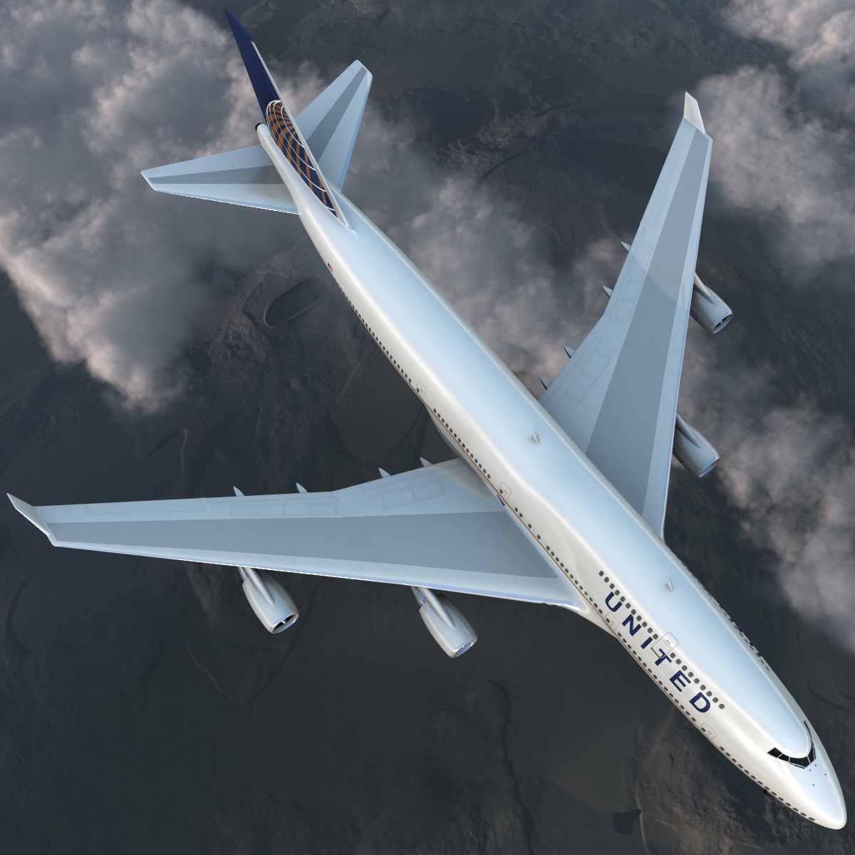 3D Boeing 747 400 United