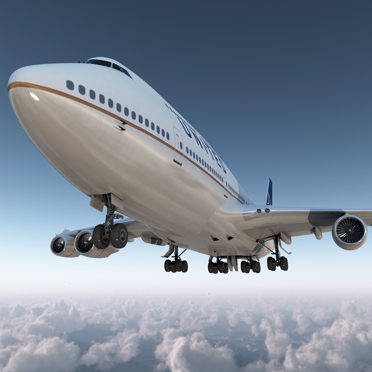 3D Boeing 747 400 United