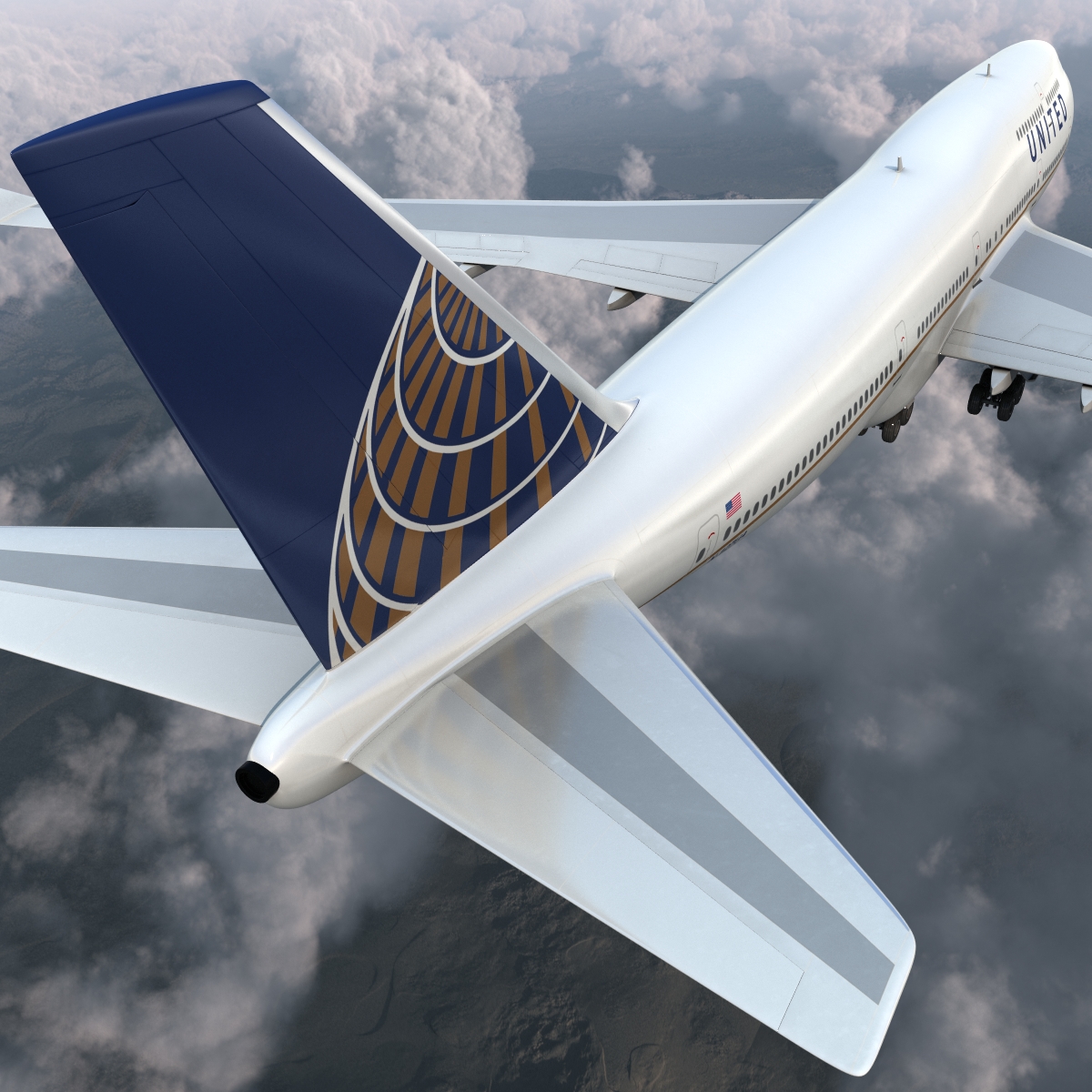 3D Boeing 747 400 United