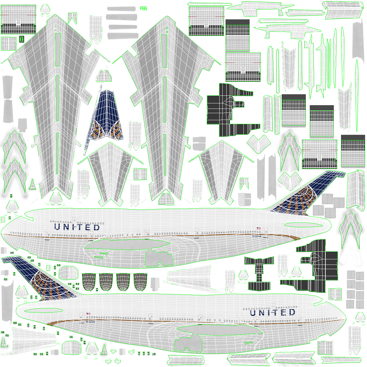 3D Boeing 747 400 United