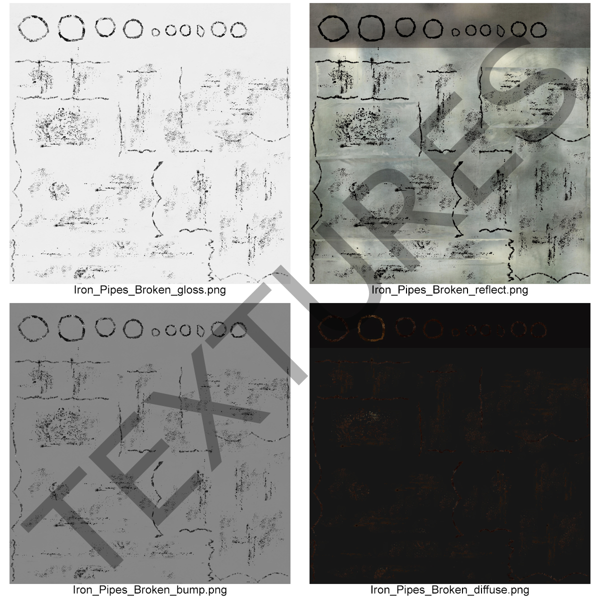 3D Broken Iron Pipe 3 model