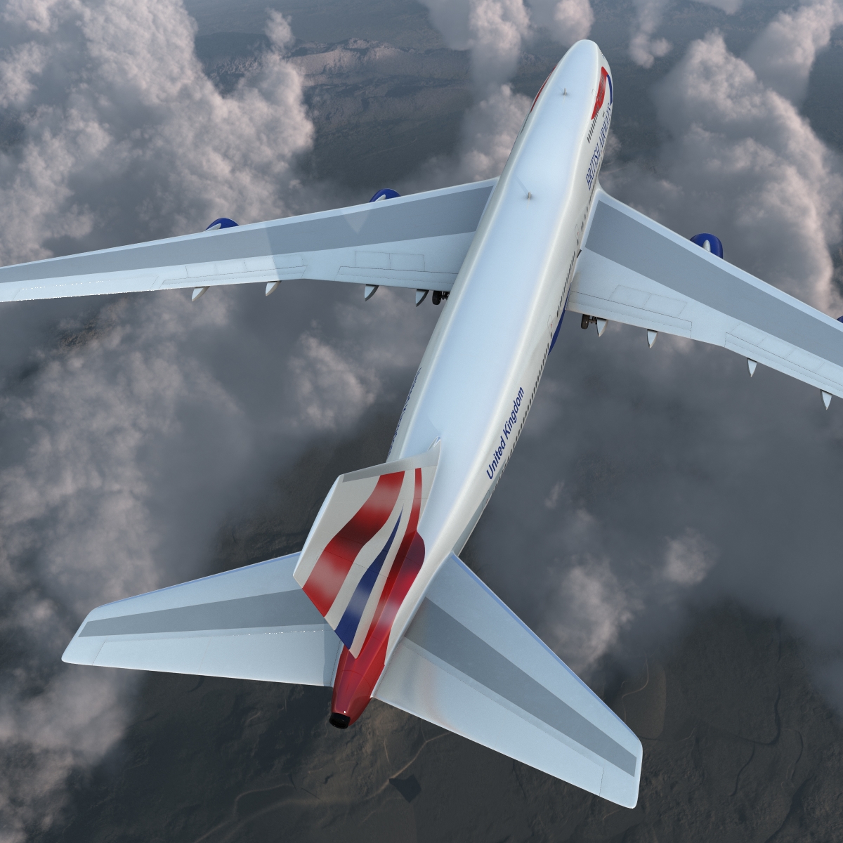 Boeing 747 400 British Airways Rigged 3D