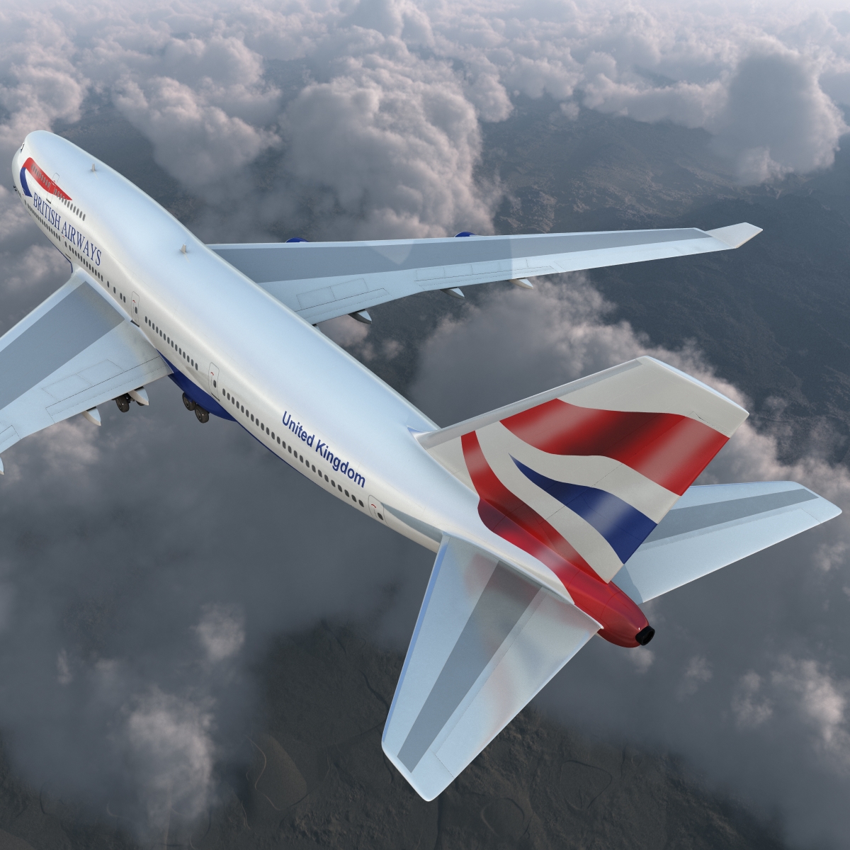 Boeing 747 400 British Airways Rigged 3D