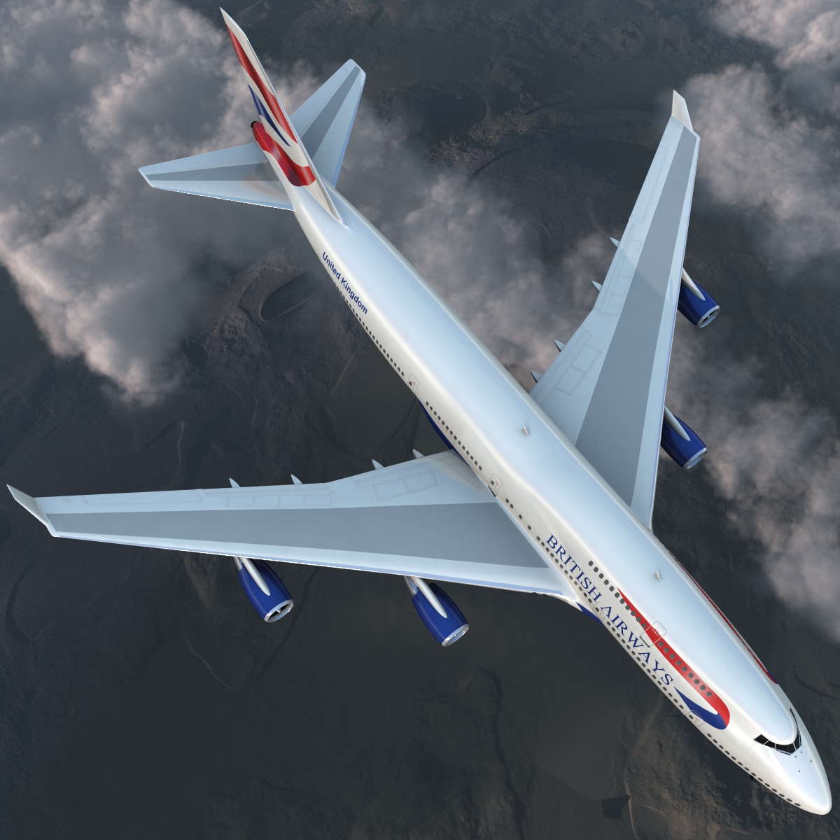 Boeing 747 400 British Airways Rigged 3D