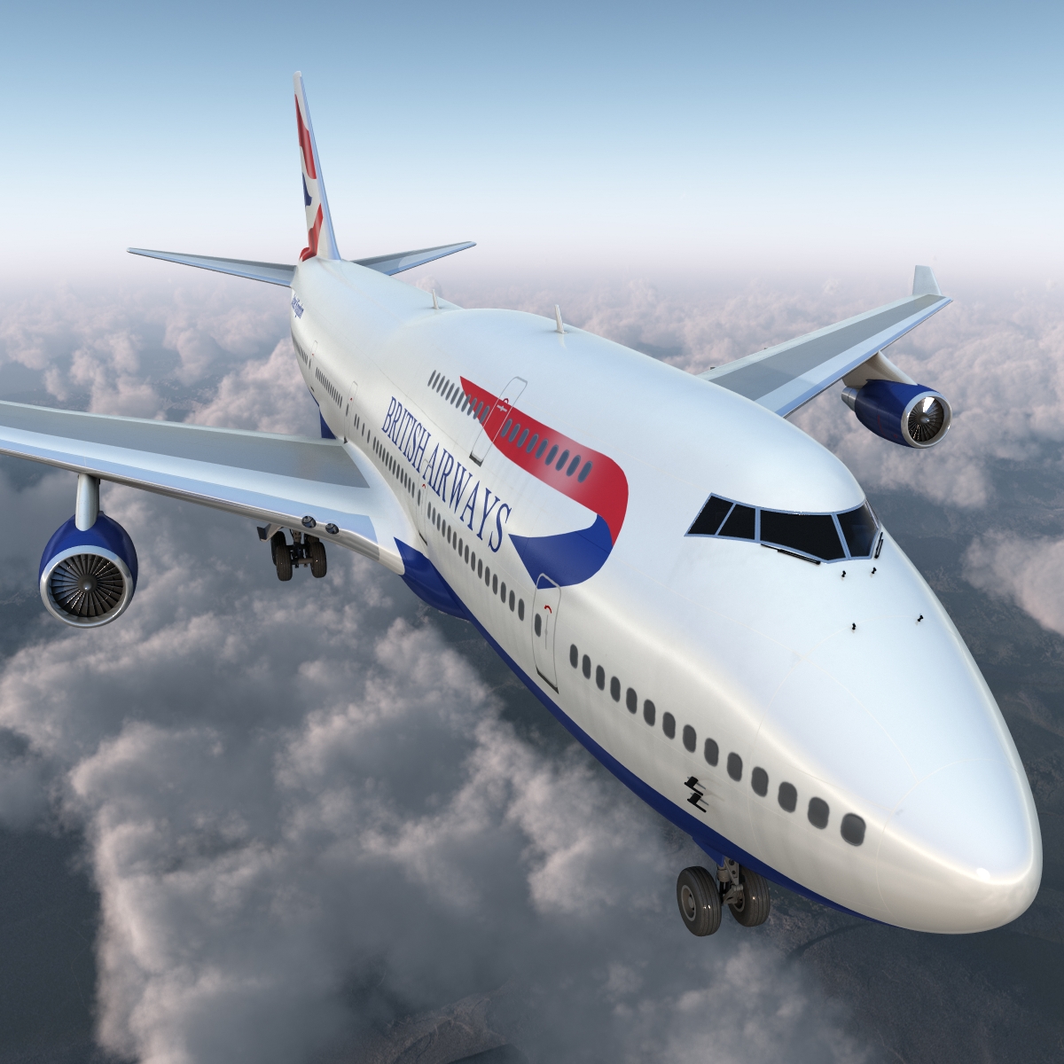 Boeing 747 400 British Airways Rigged 3D