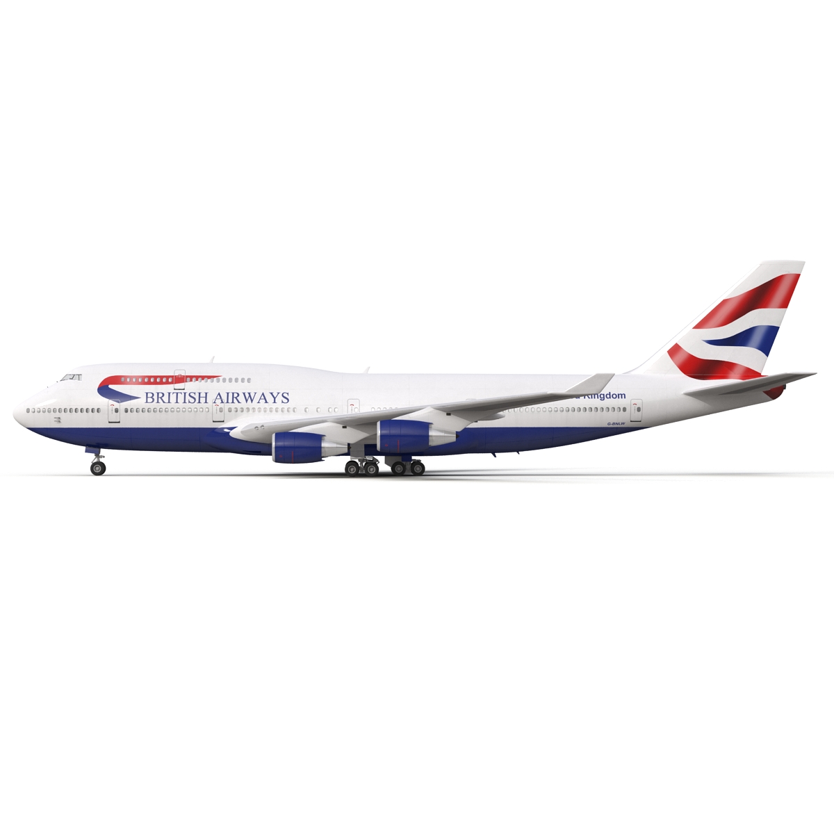 Boeing 747 400 British Airways Rigged 3D