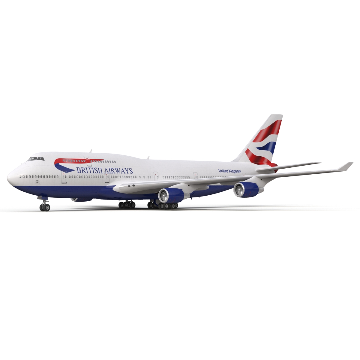 Boeing 747 400 British Airways Rigged 3D