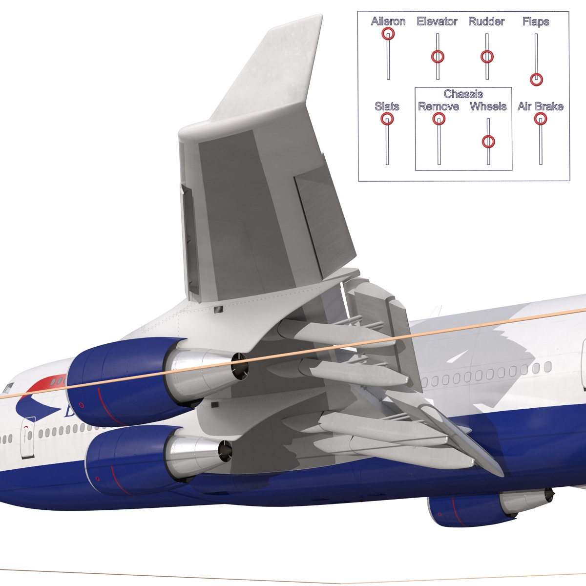 Boeing 747 400 British Airways Rigged 3D