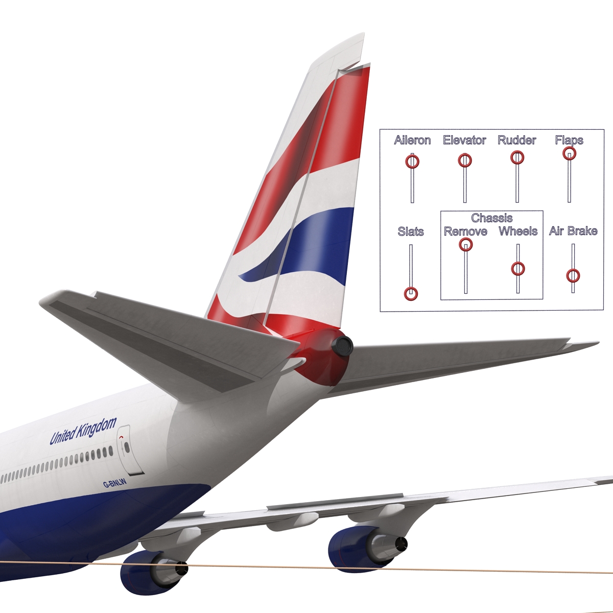 Boeing 747 400 British Airways Rigged 3D