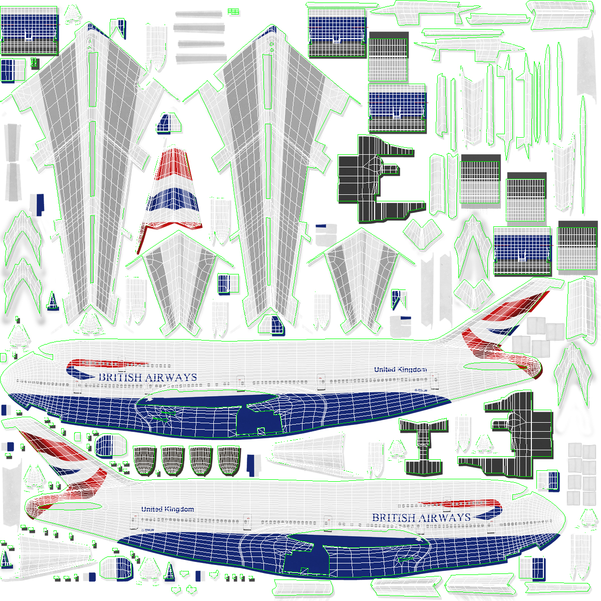 Boeing 747 400 British Airways Rigged 3D