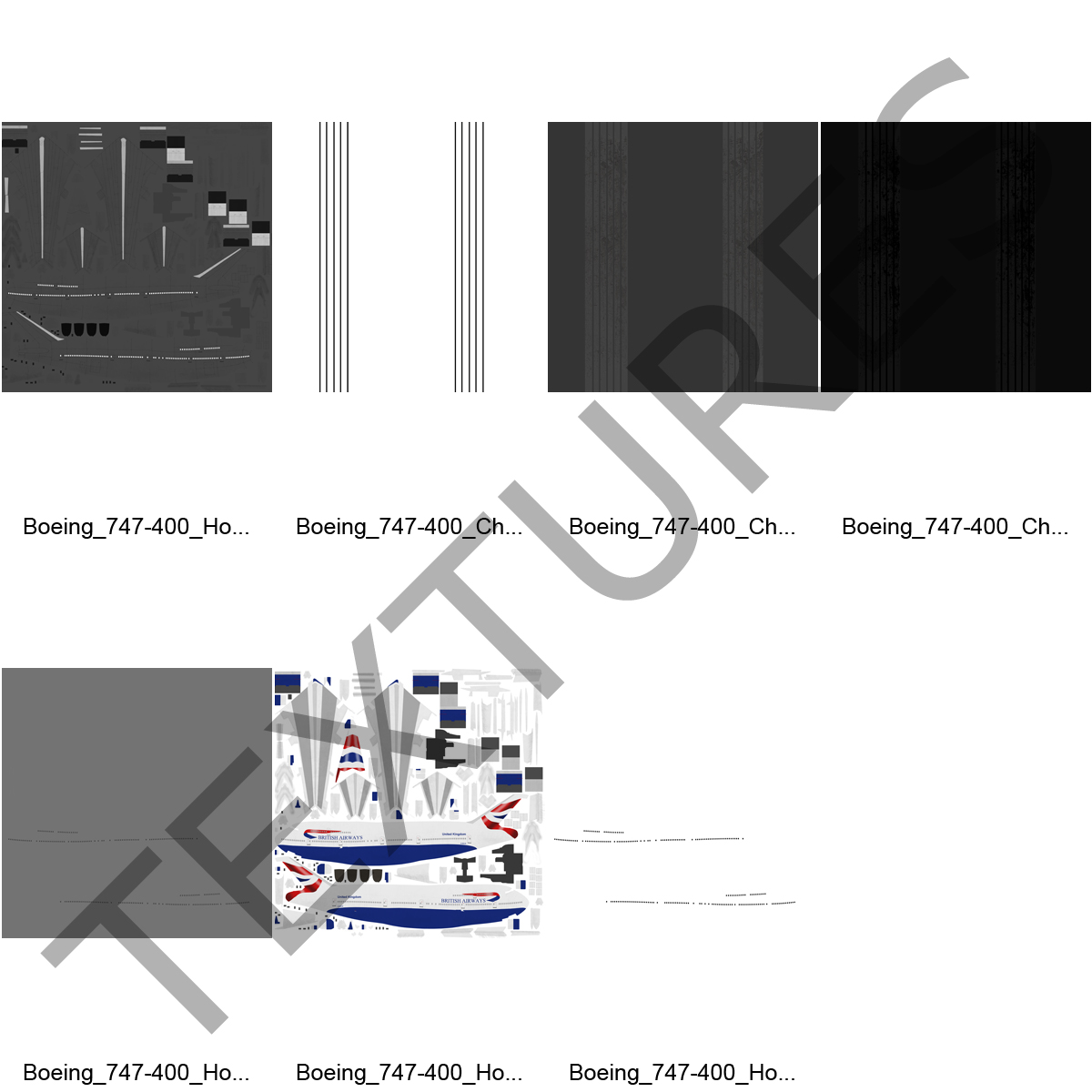 Boeing 747 400 British Airways Rigged 3D