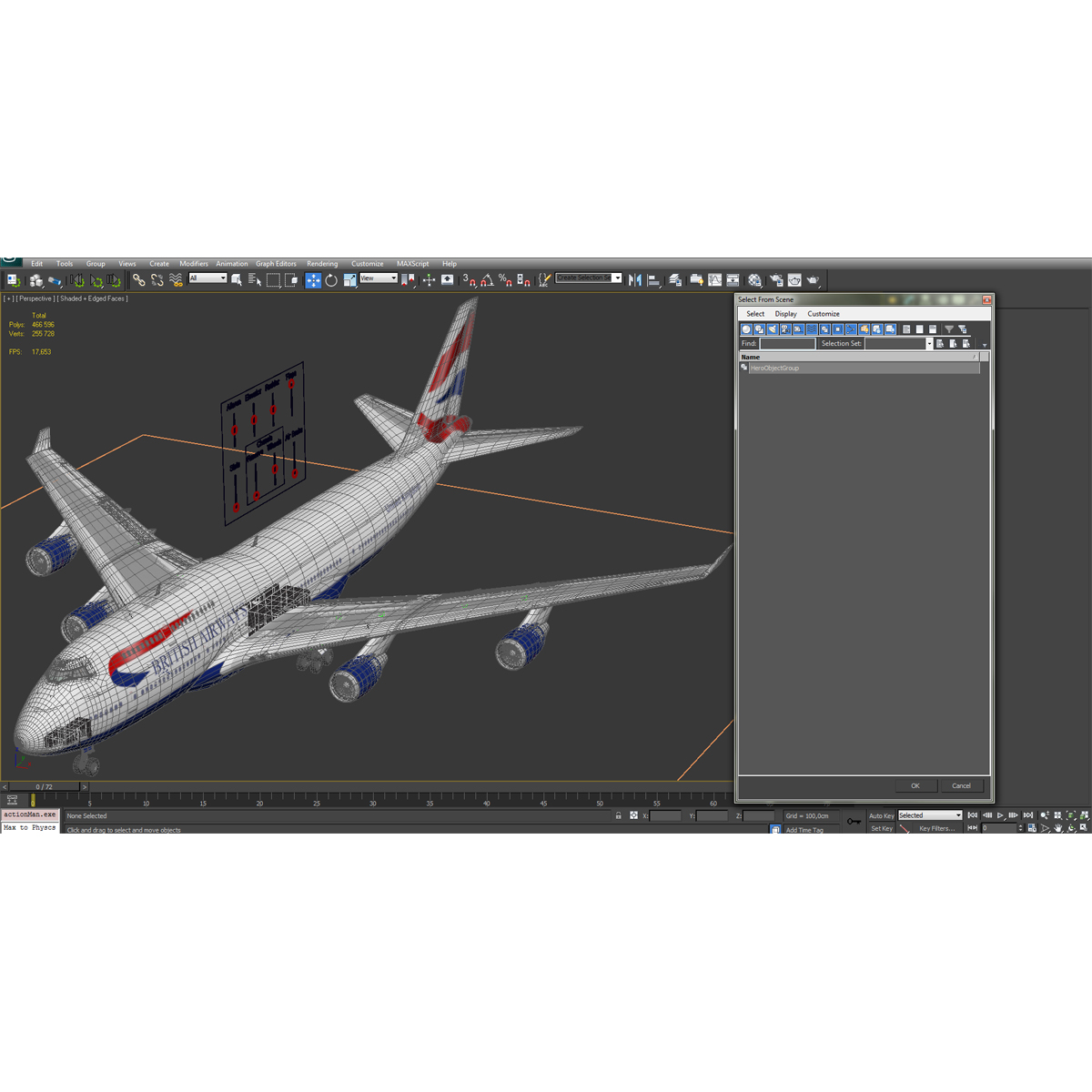 Boeing 747 400 British Airways Rigged 3D