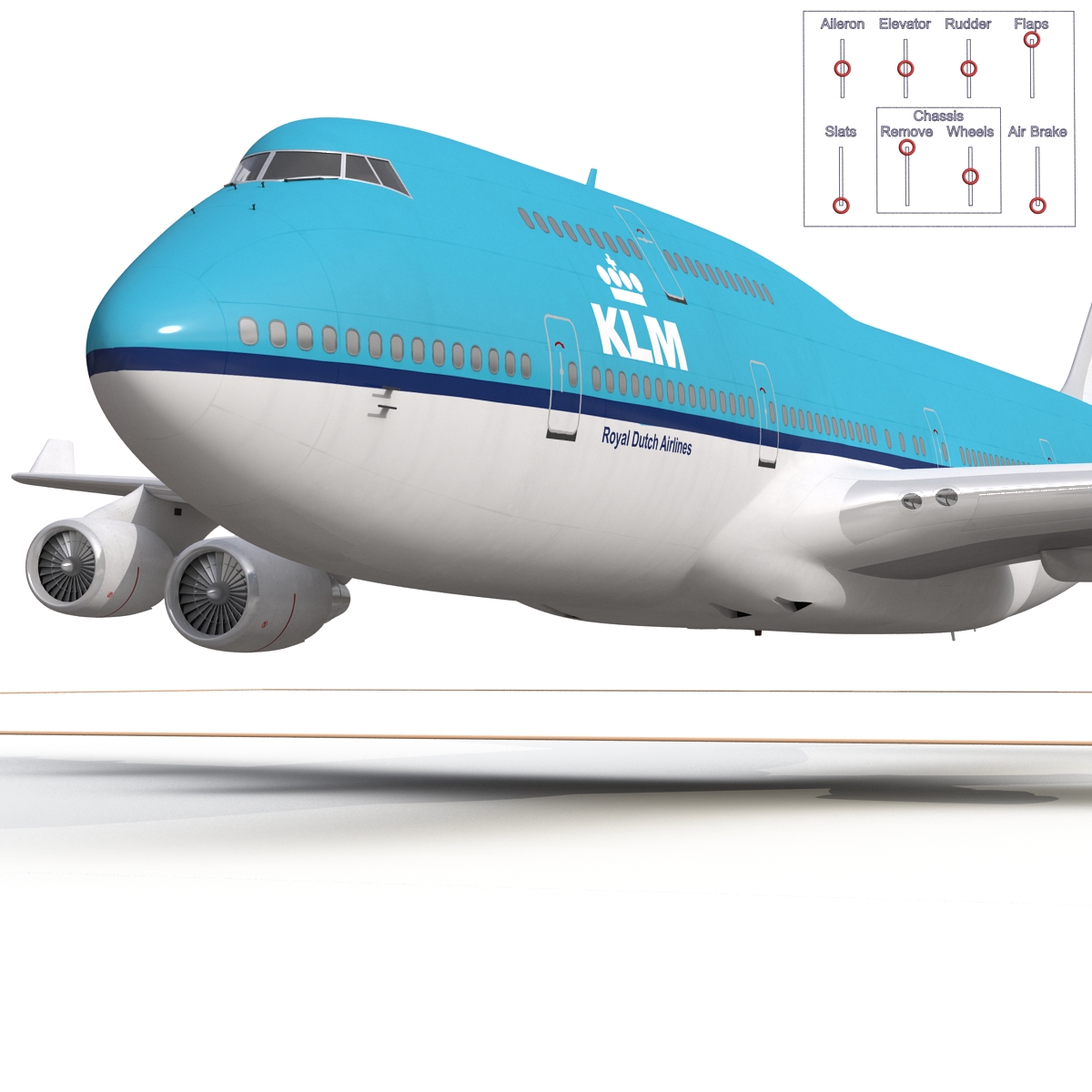 3D model Boeing 747 400 KLM Rigged