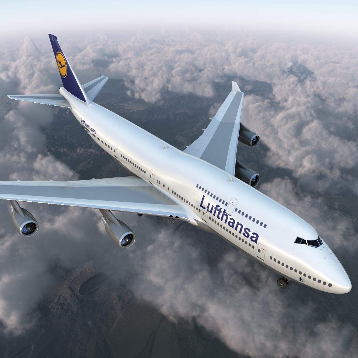 3D Boeing 747 400 Lufthansa Rigged