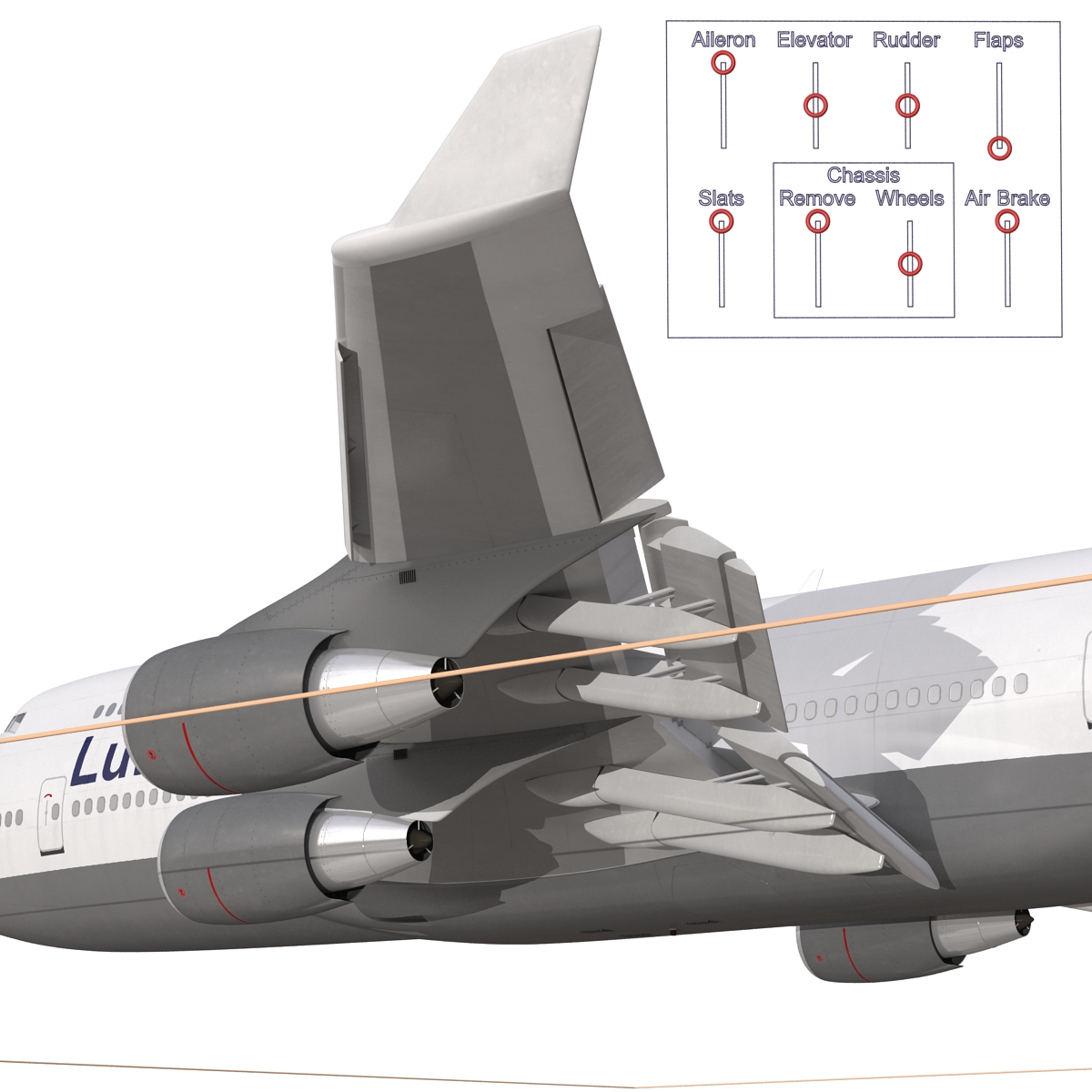 3D Boeing 747 400 Lufthansa Rigged