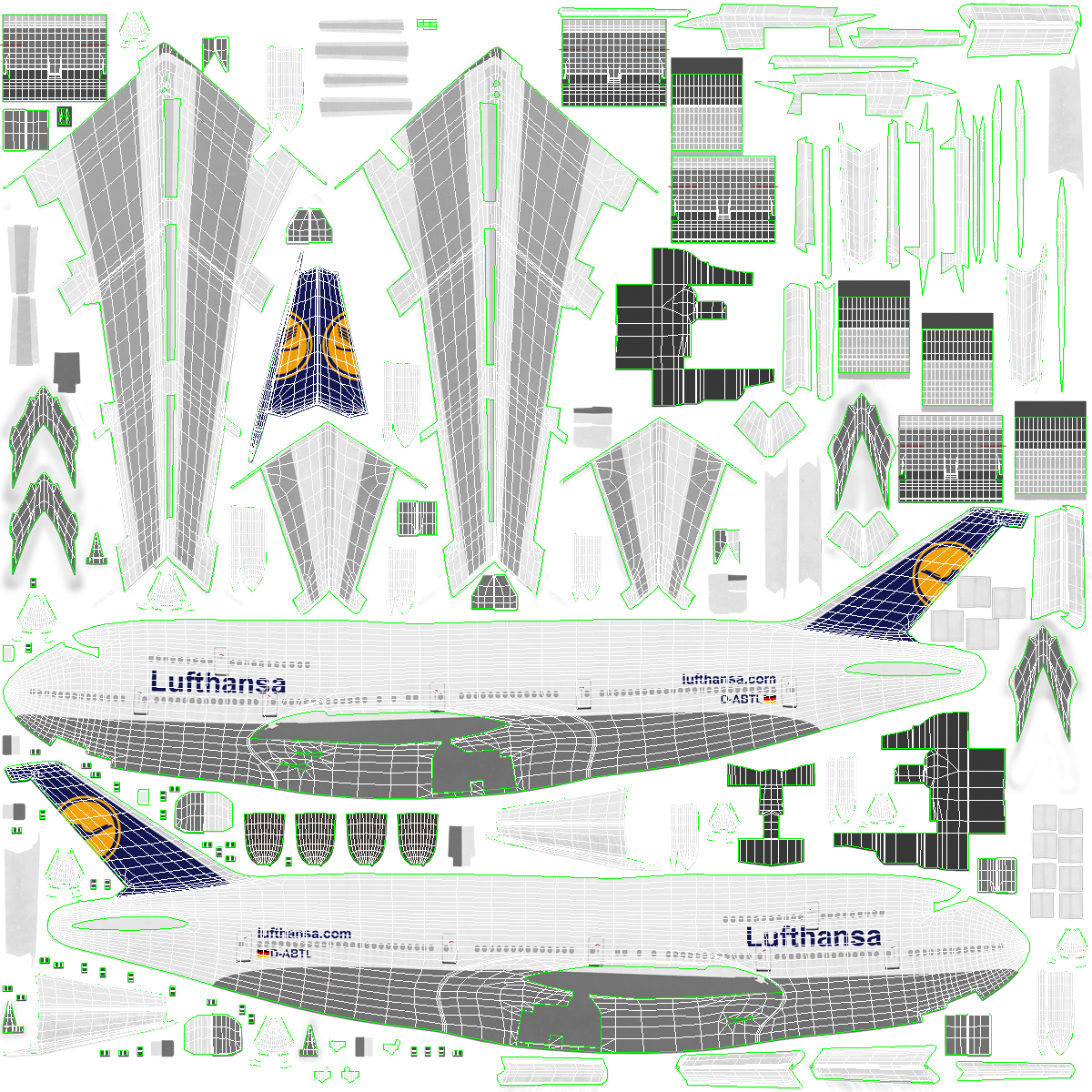 3D Boeing 747 400 Lufthansa Rigged