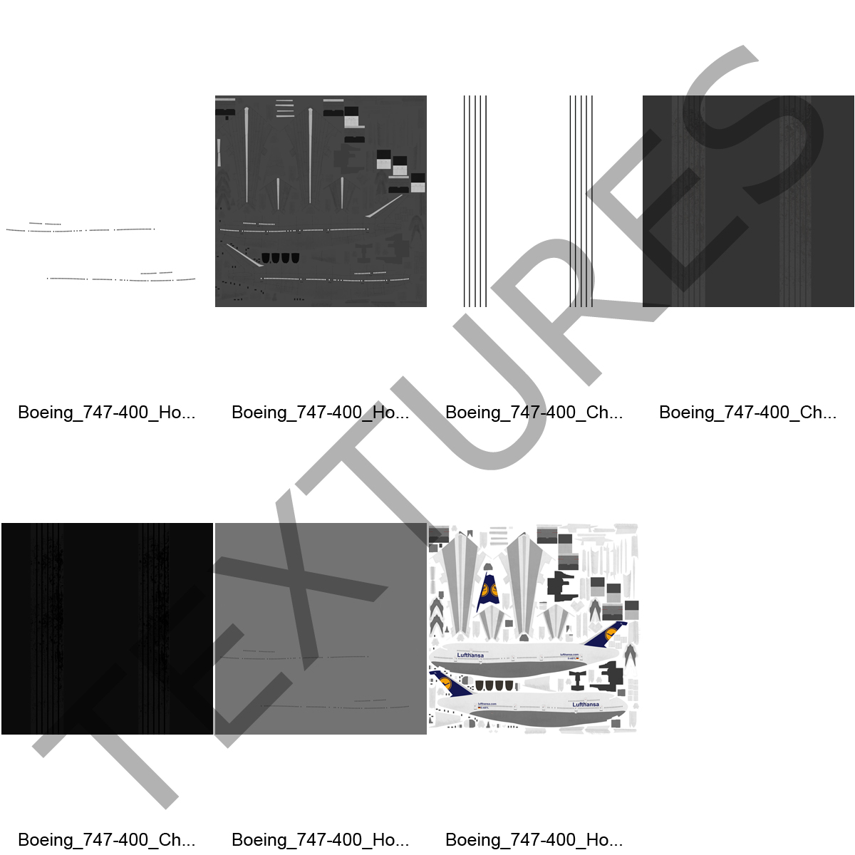 3D Boeing 747 400 Lufthansa Rigged