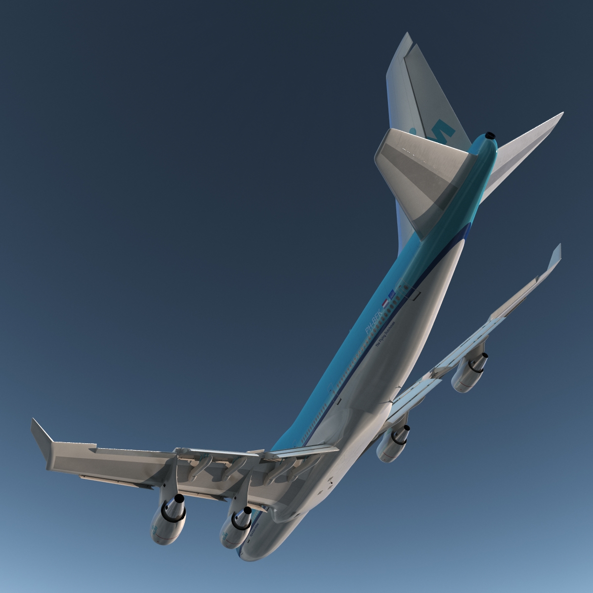 Boeing 747 400ER KLM Rigged 3D