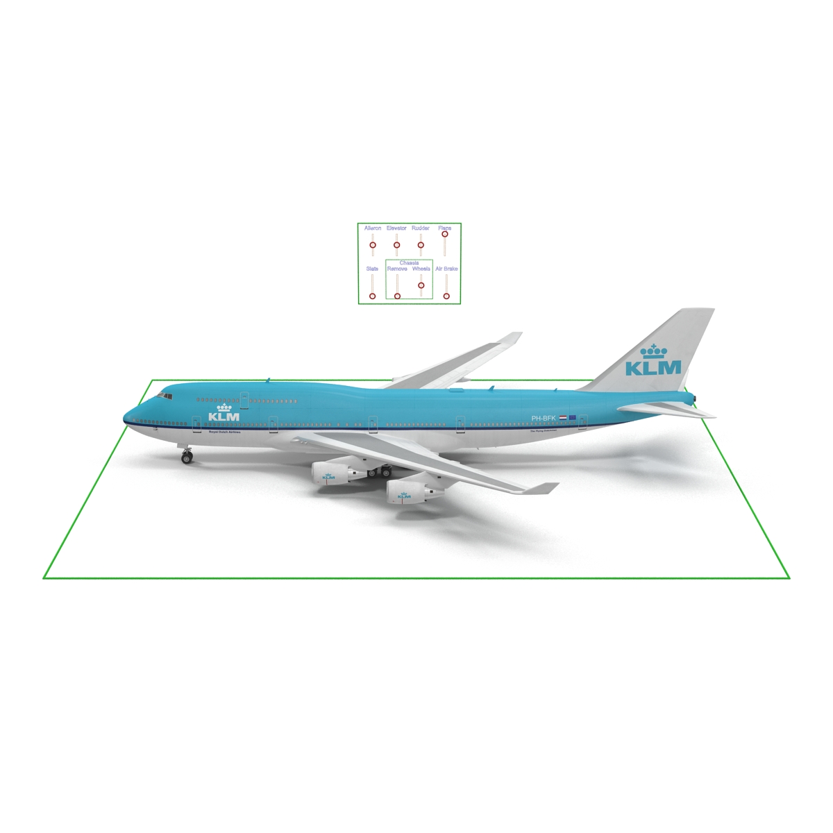 Boeing 747 400ER KLM Rigged 3D