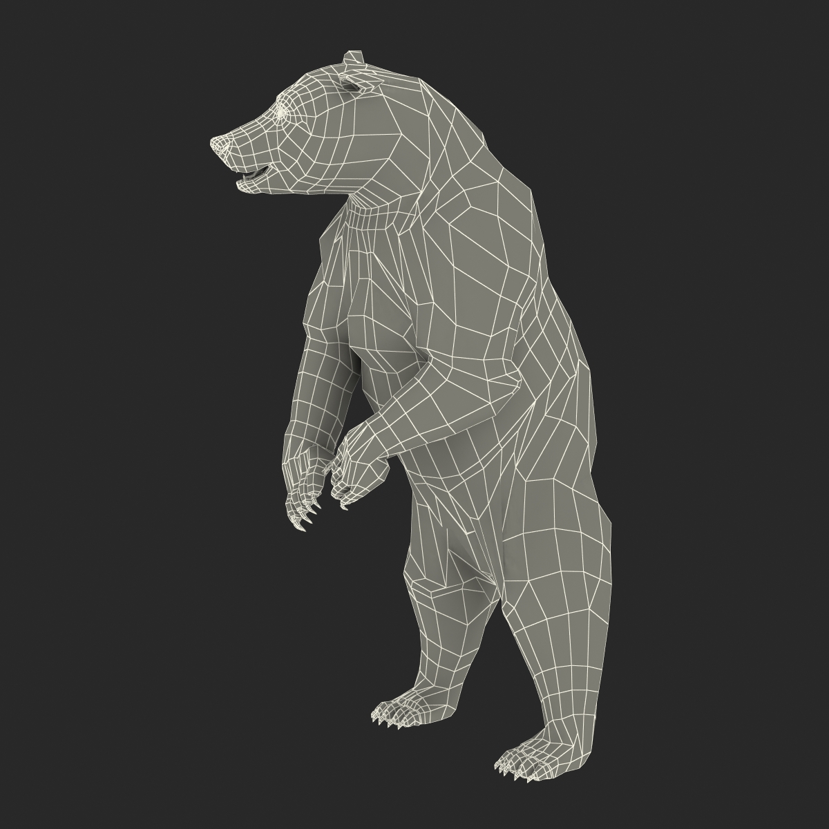 3D Brown Bear with Fur Pose 3