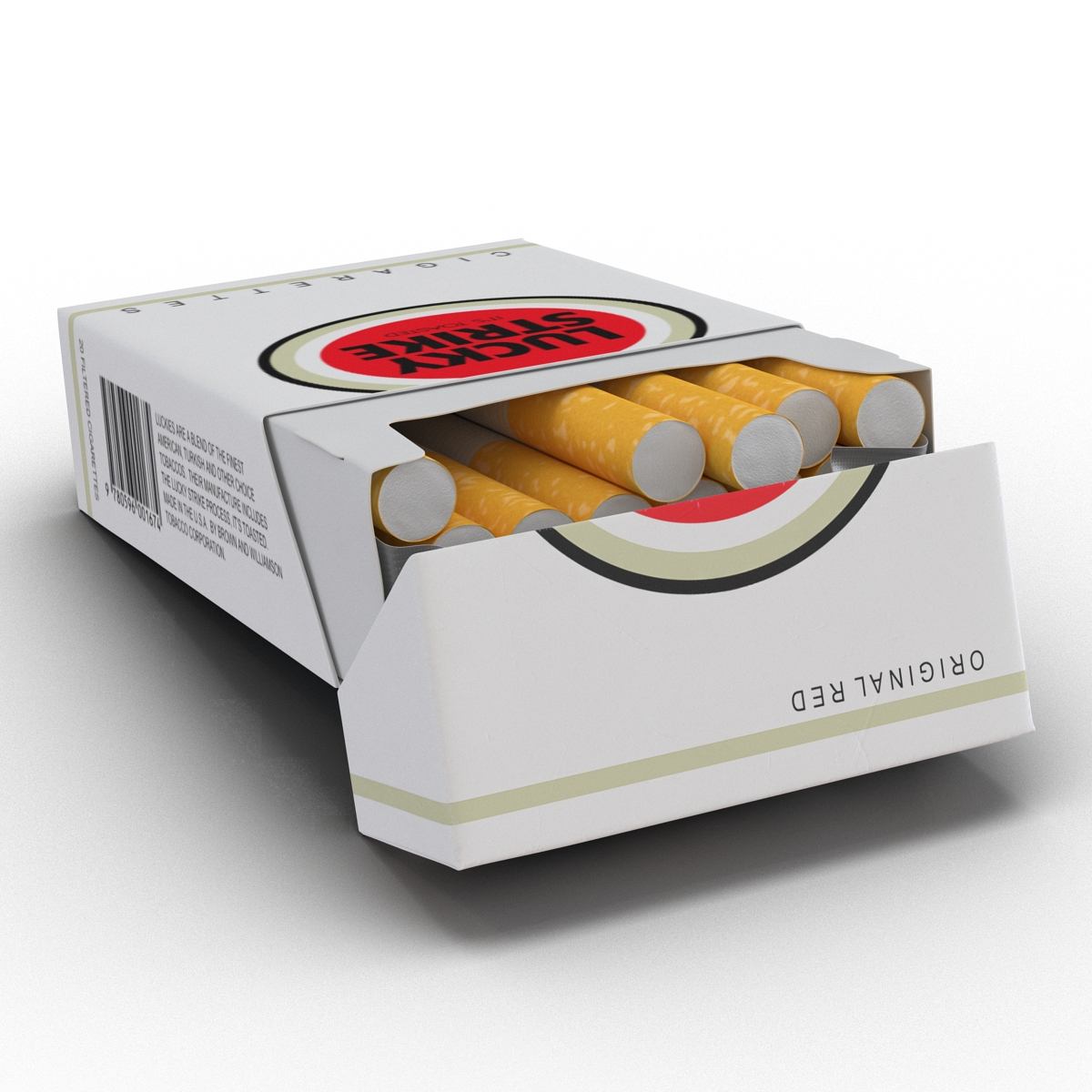 3D model Opened Cigarettes Pack Lucky Strike